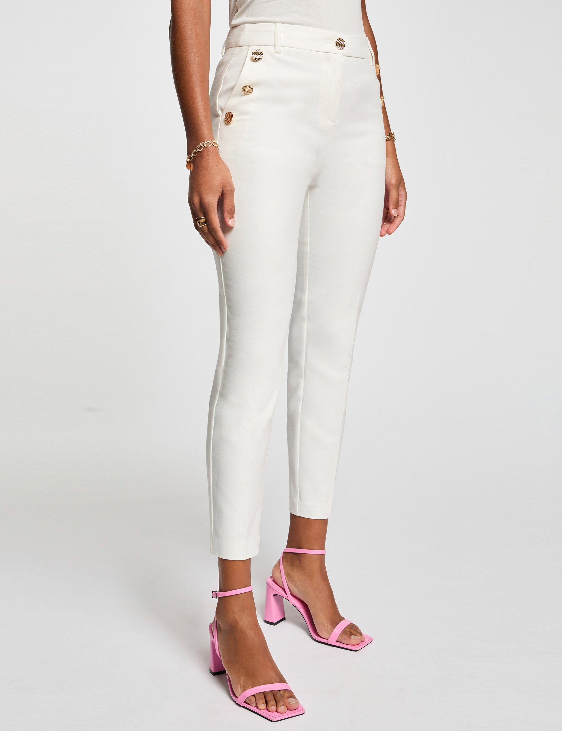 pantalon cigarette blanco mujer Pantalón cigarette blanco mujer