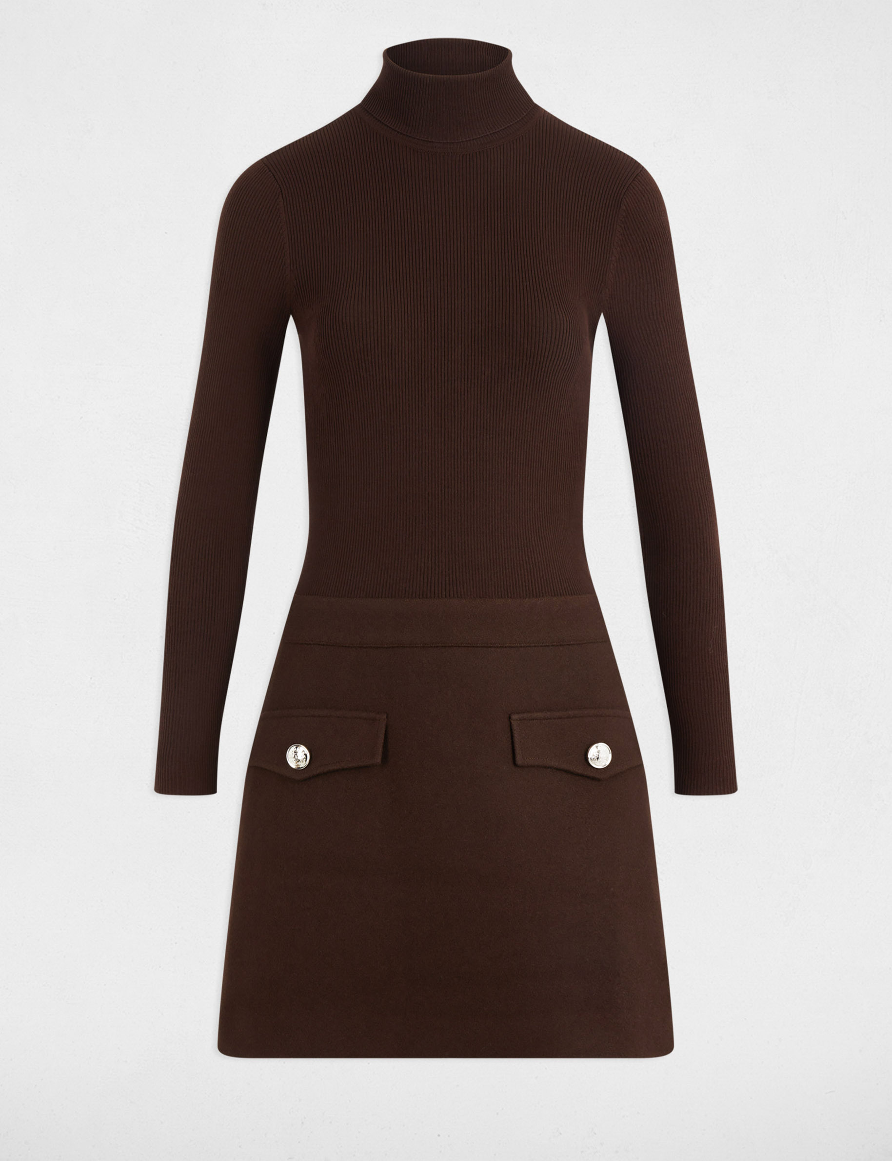 Vestido corto ajustado 2 en 1 marr&oacute;n oscuro mujer
