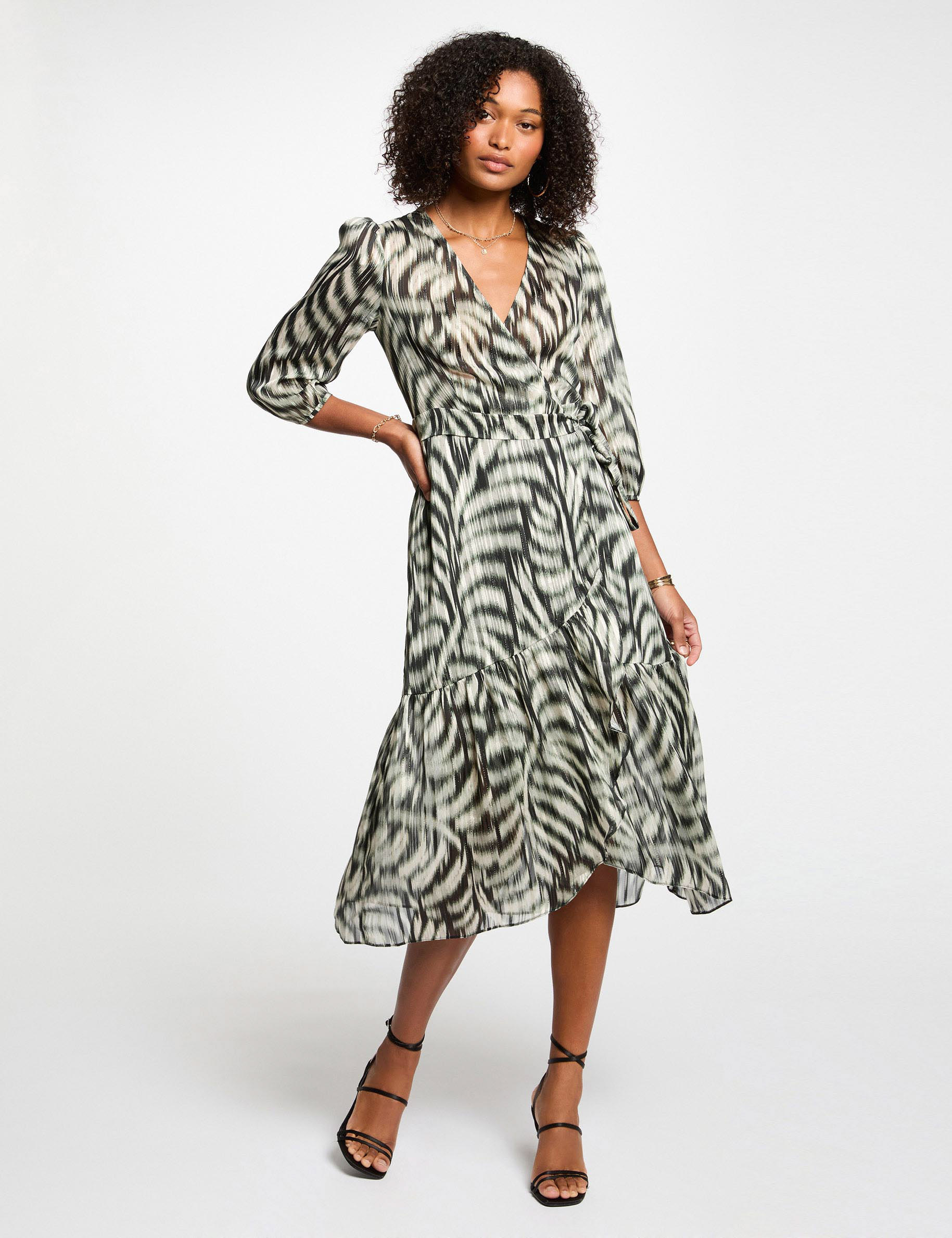 vestido midi estampado multicolor mujer Vestido midi estampado multicolor mujer