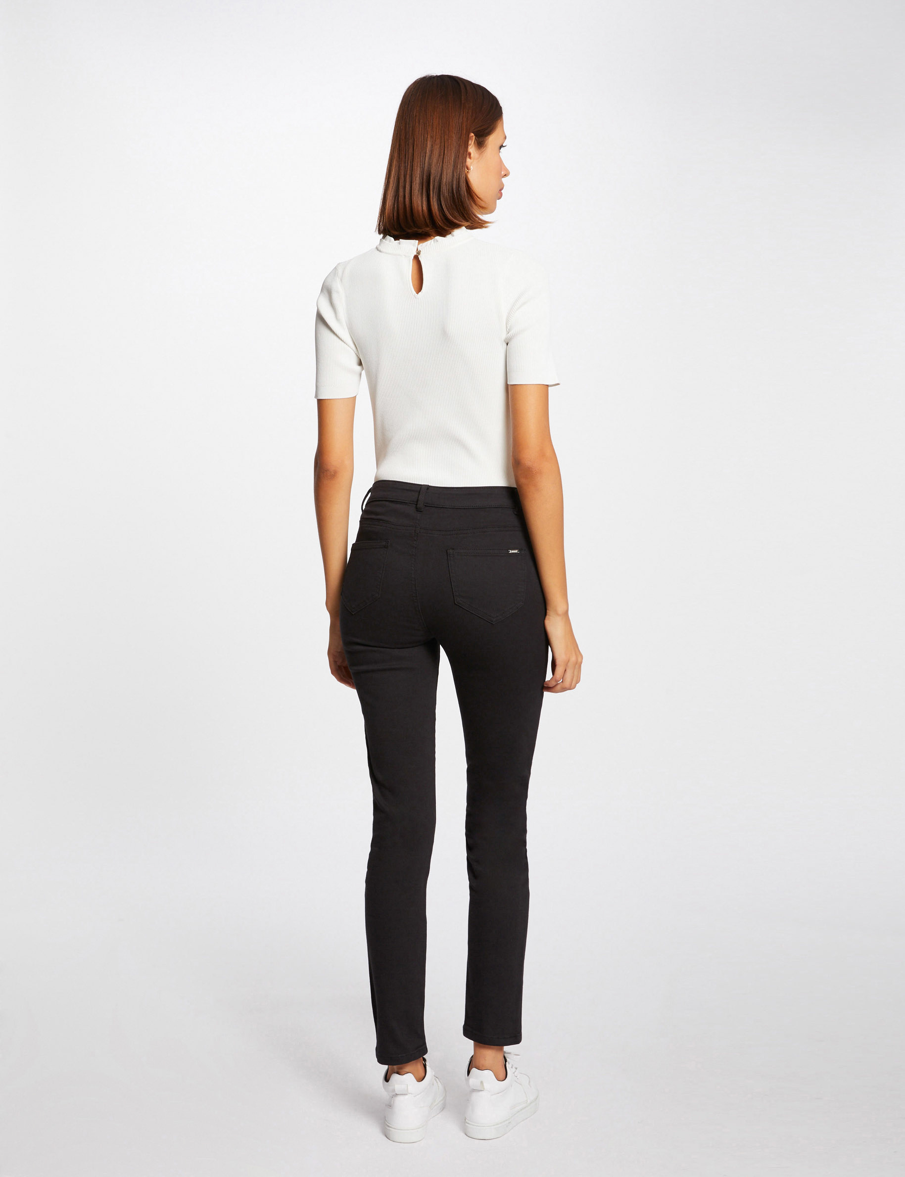 pantalon slim talle estandar negro mujer Pantalón slim talle estándar negro mujer