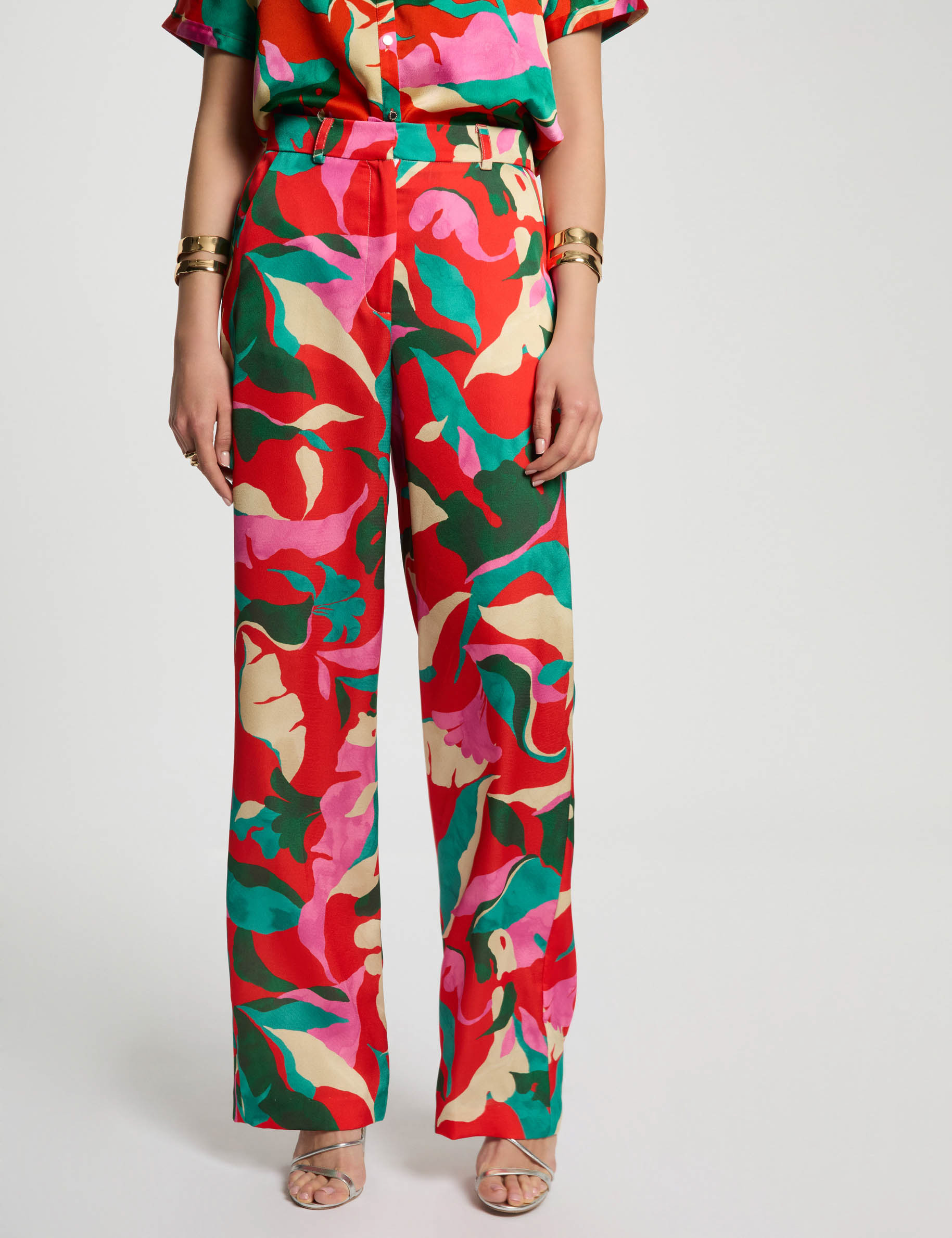 pantalon recto estampado multicolor mujer Pantalón recto estampado multicolor mujer