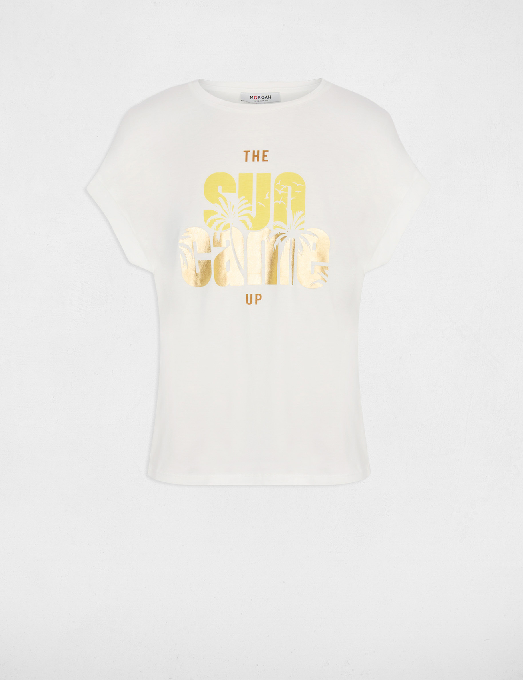 Camiseta cuello redondo manga corta blanco mujer