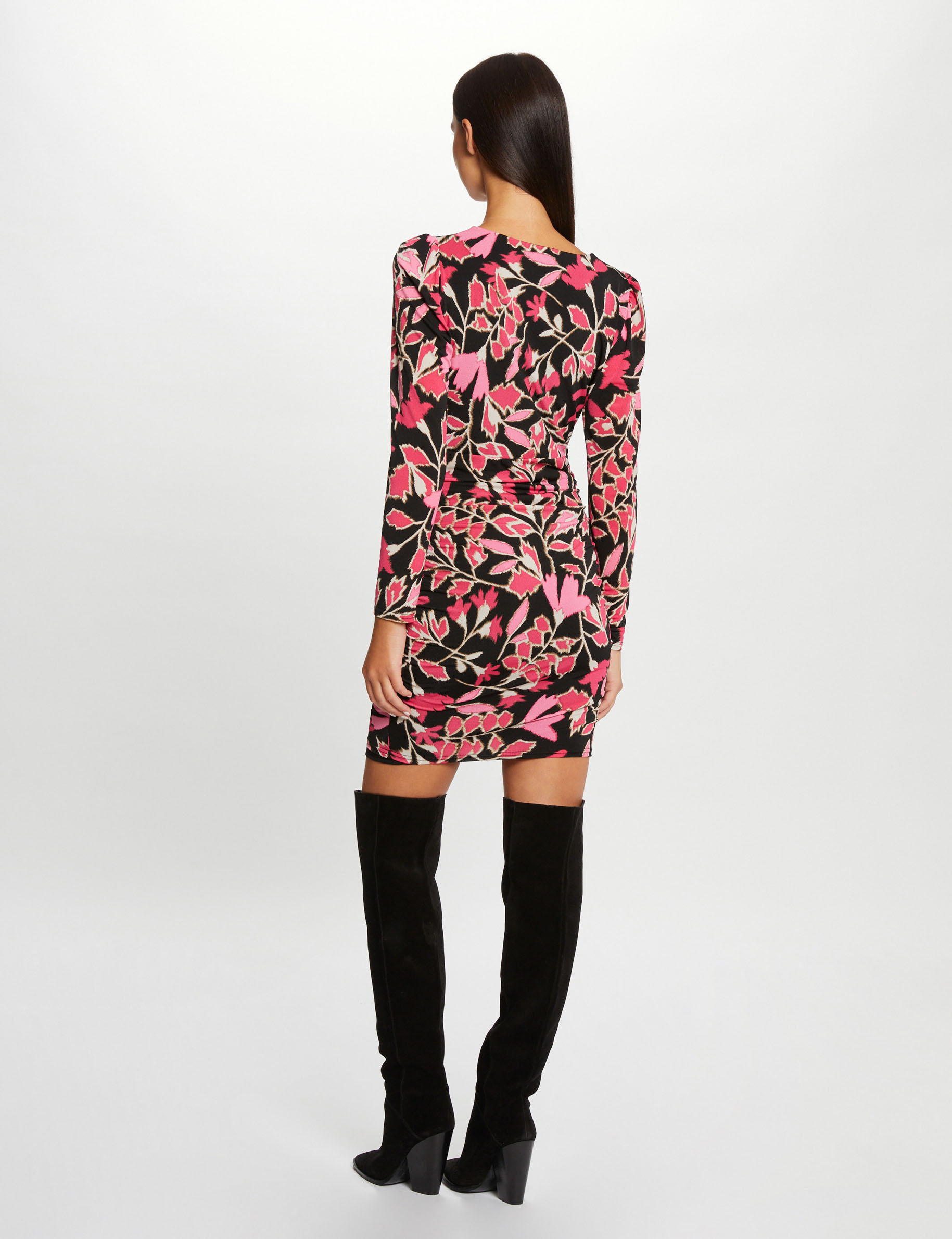 vestido ajustado estampado vegetal multico mujer Vestido ajustado estampado vegetal multico mujer
