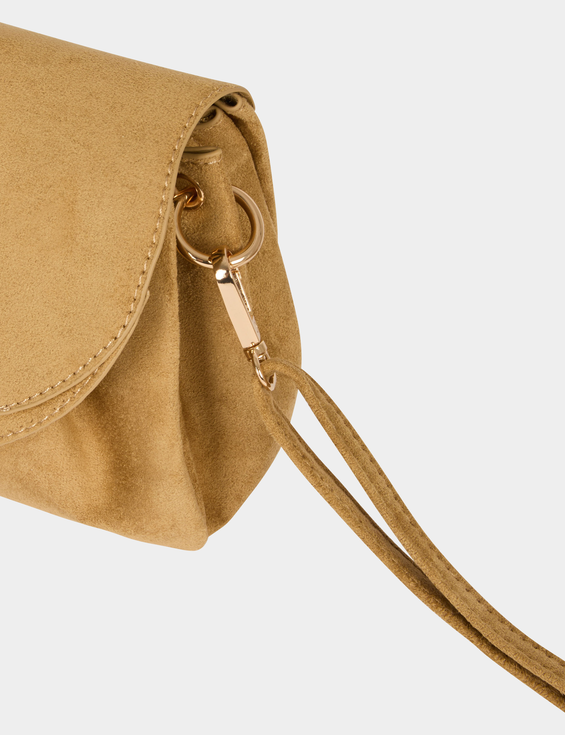 Bolso flexible de ante beige mujer
