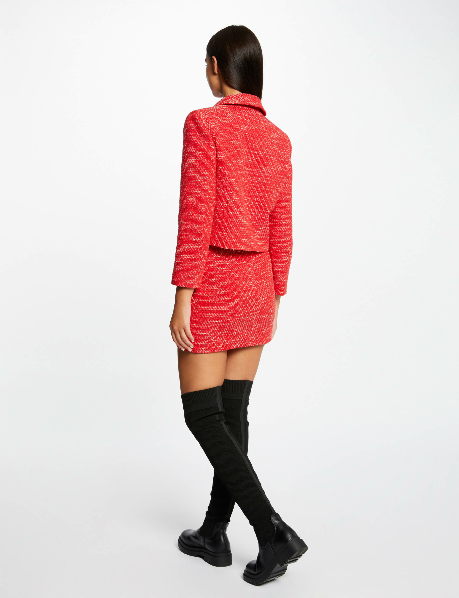 Falda recta corta rojo mujer