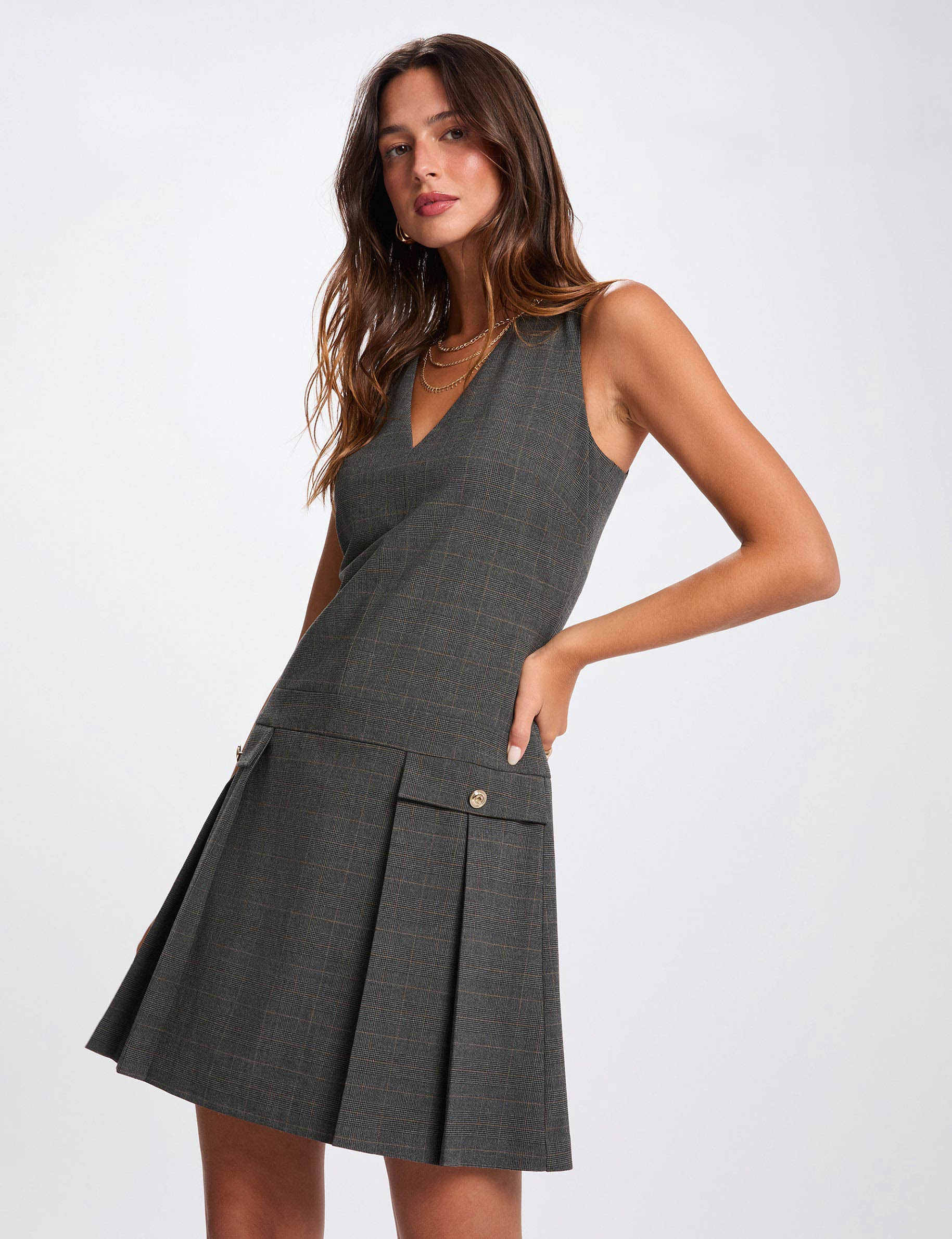 Vestido ajustado tipo pichi gris moyen mujer