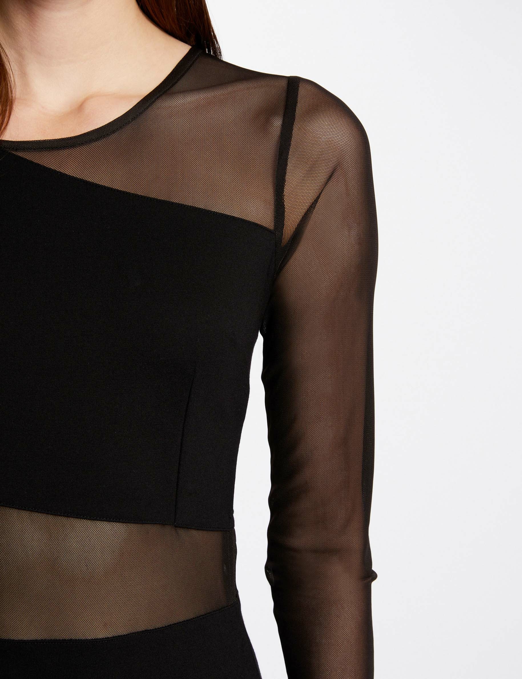 Vestido ajustado detalles transparente negro mujer
