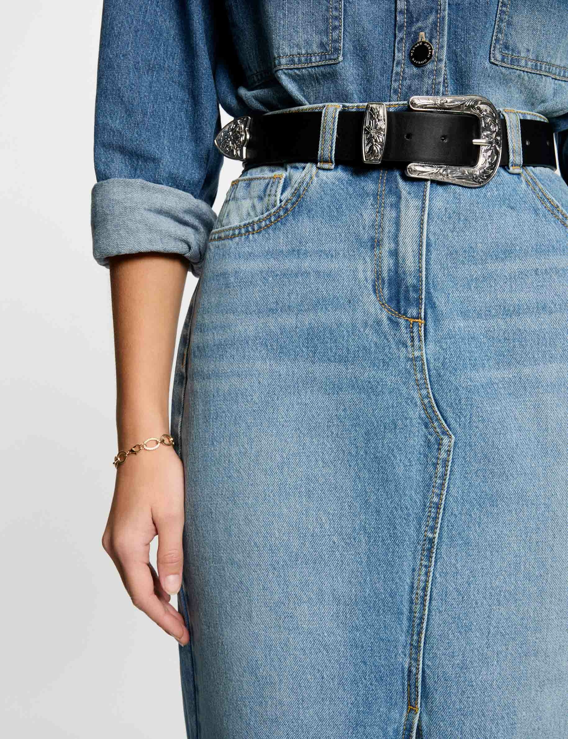 falda midi recta de vaquero denim stone mujer Falda midi recta de vaquero denim stone mujer