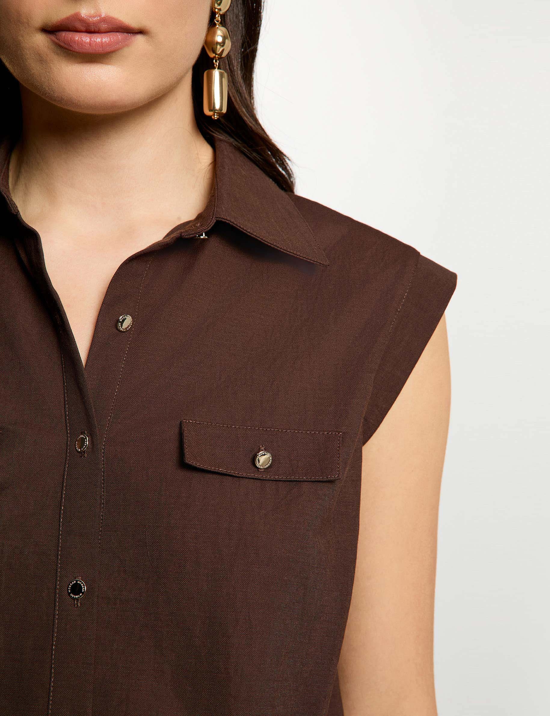 Blusa sin mangas marr&oacute;n oscuro mujer