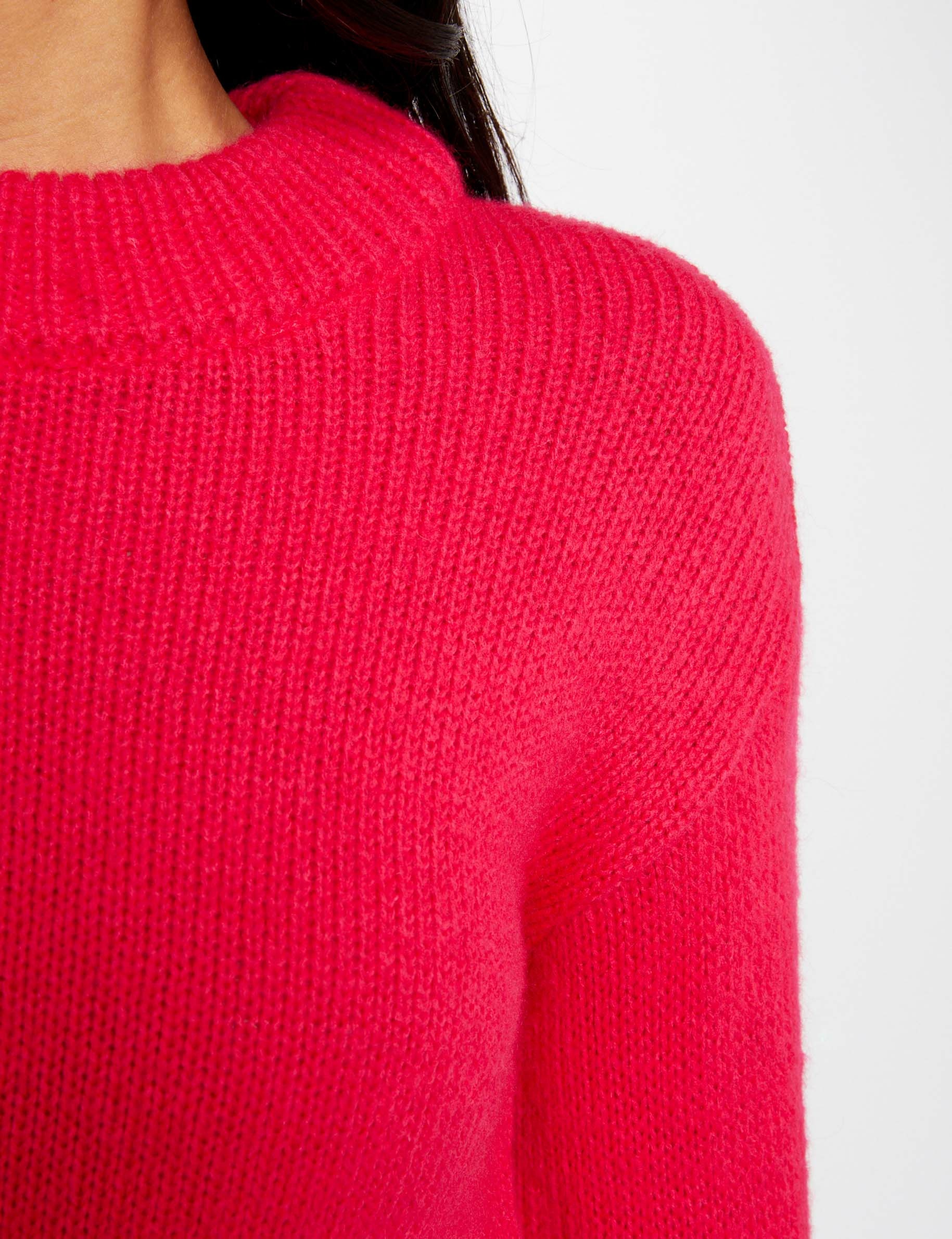 Jersey manga larga con cuello alto rosa medio mujer