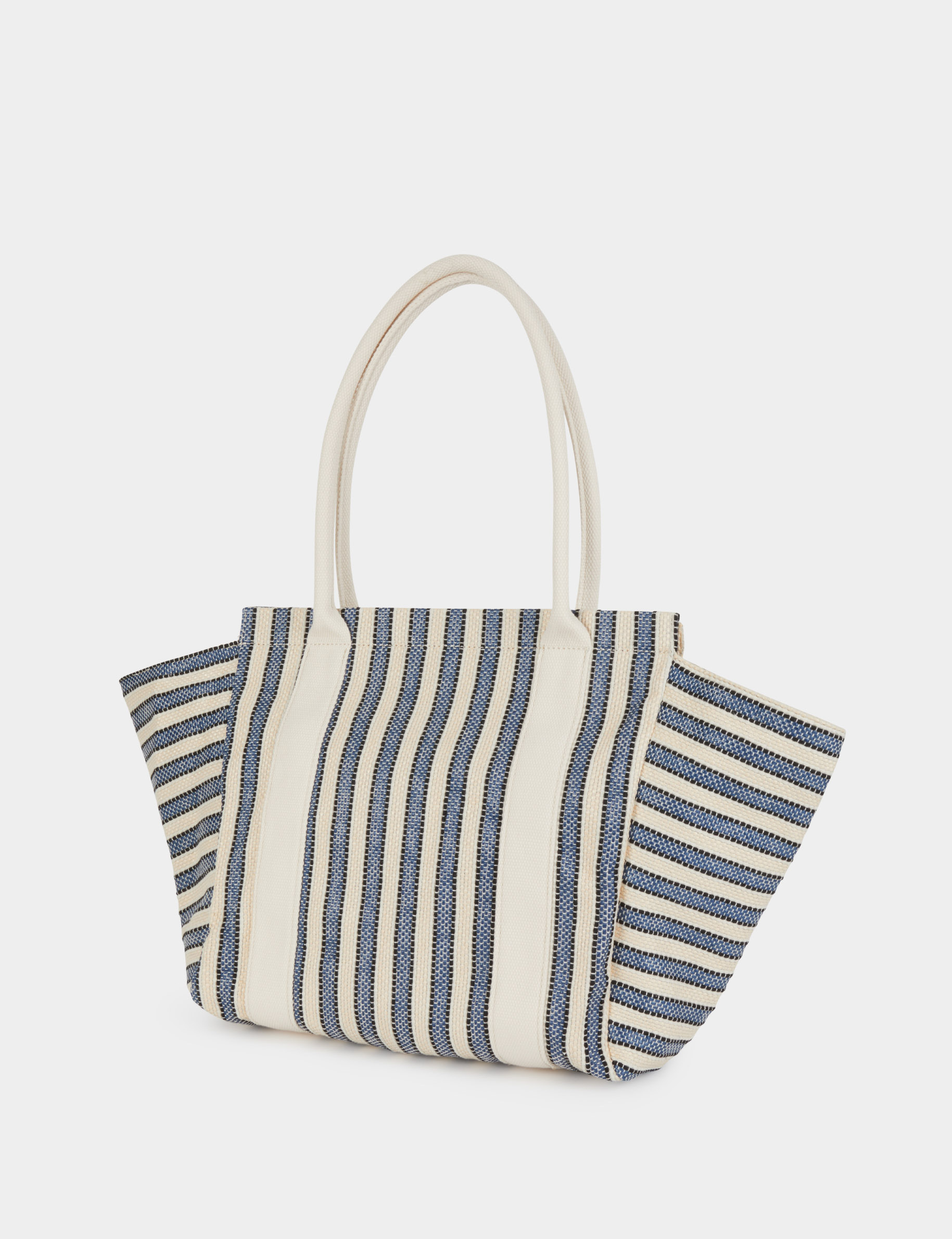 Bolso tote de rayas crudo mujer