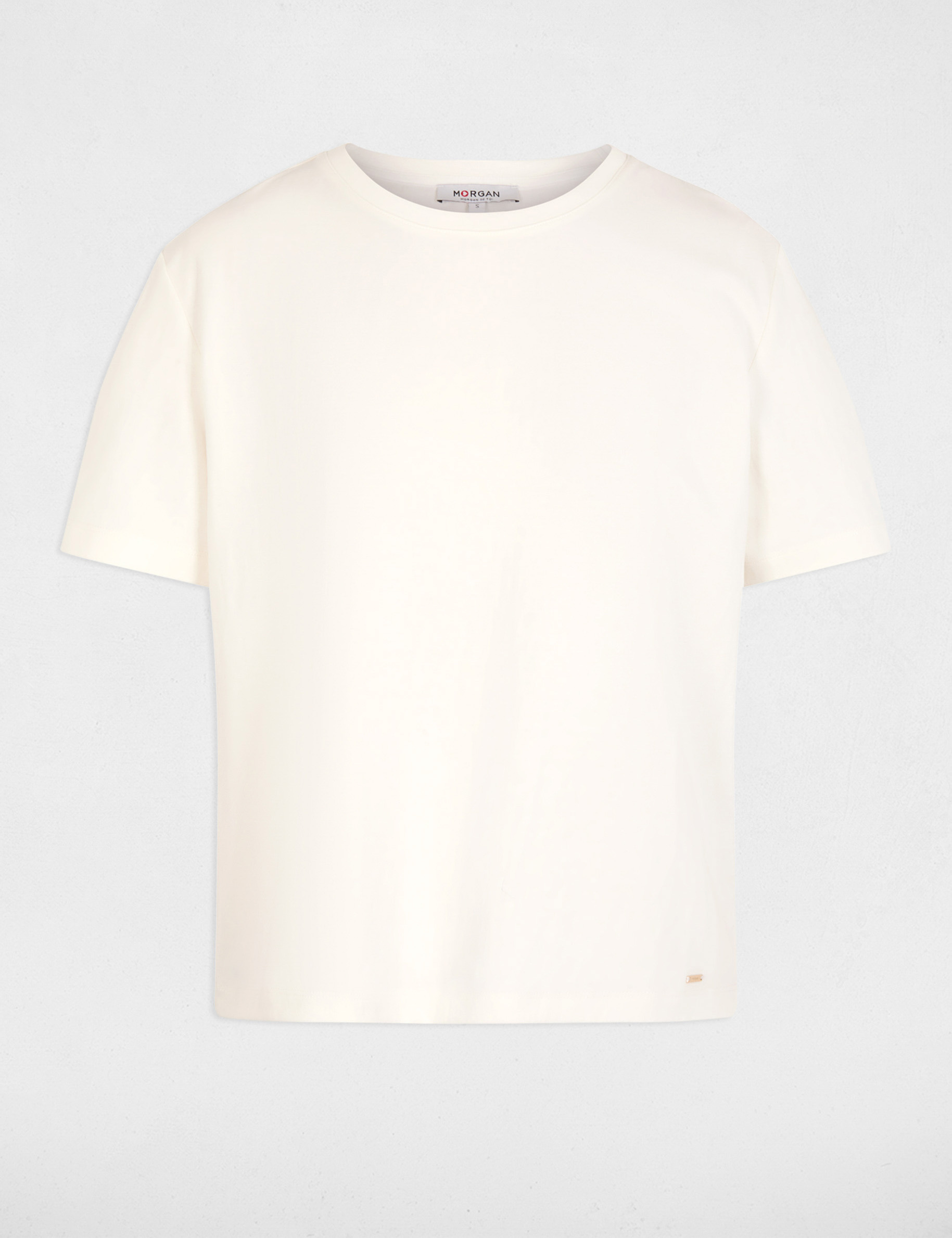 Camiseta de cuello redondo blanco mujer