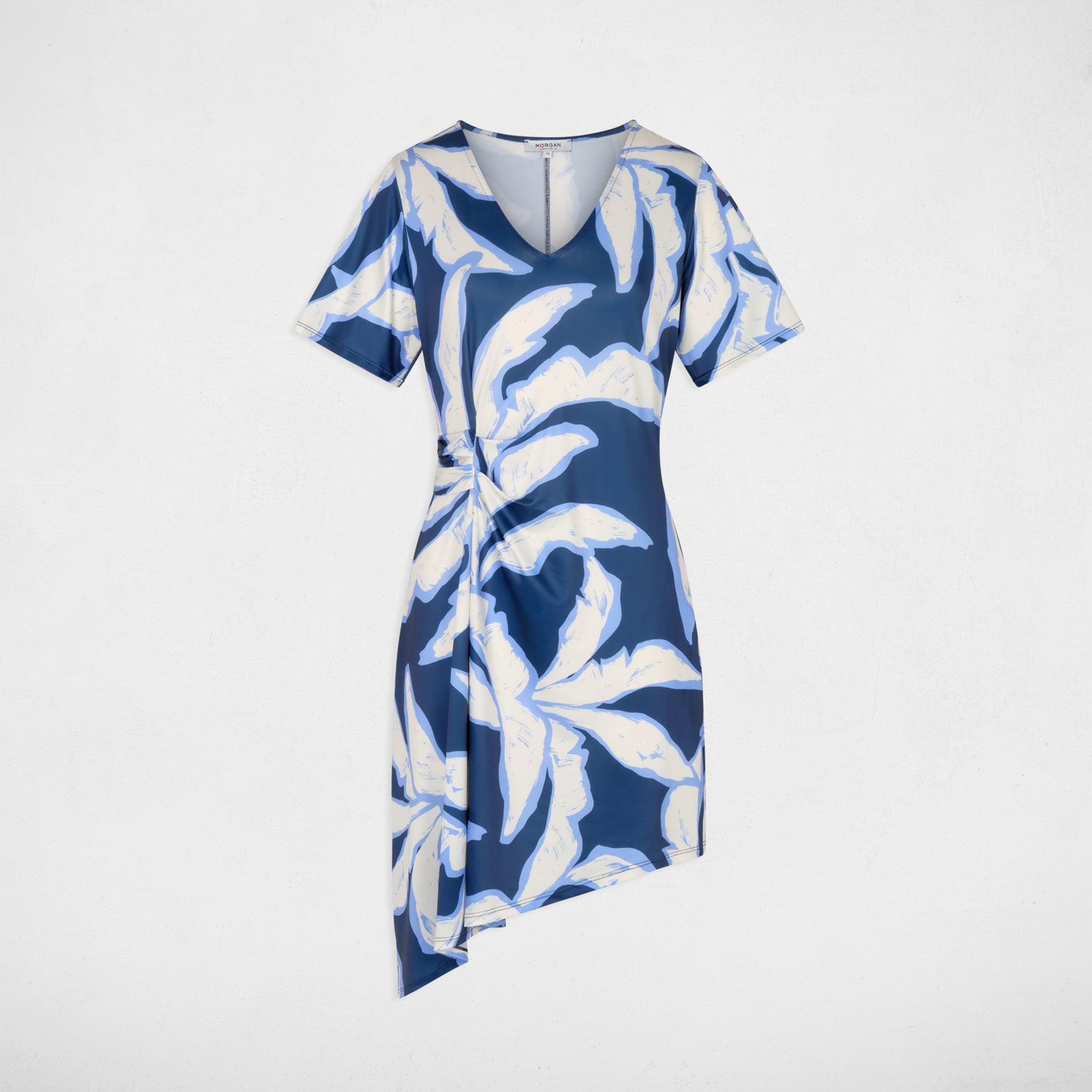Vestido asim&eacute;trico estampado multicolor mujer