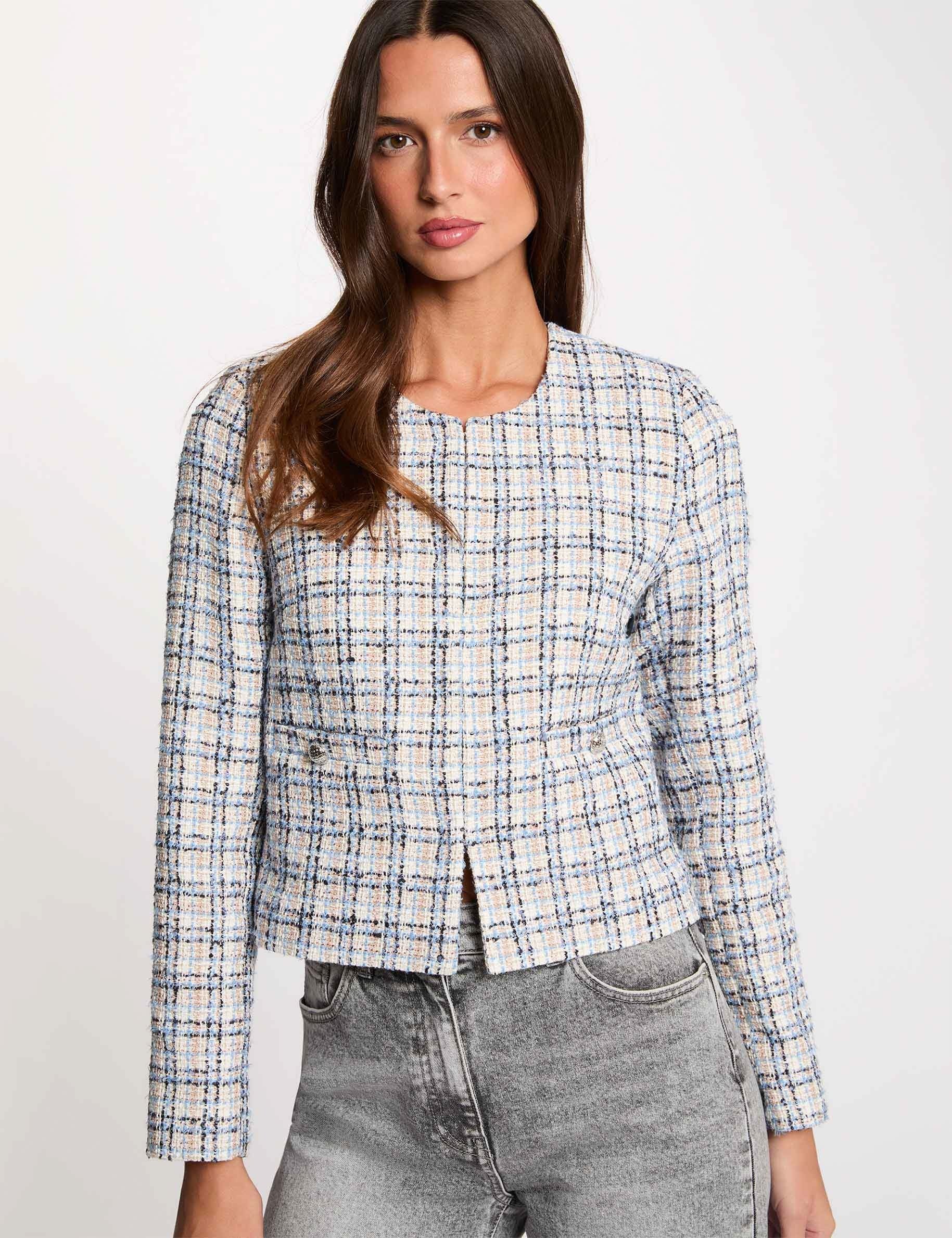 Chaqueta entallada de tweed multicolor mujer