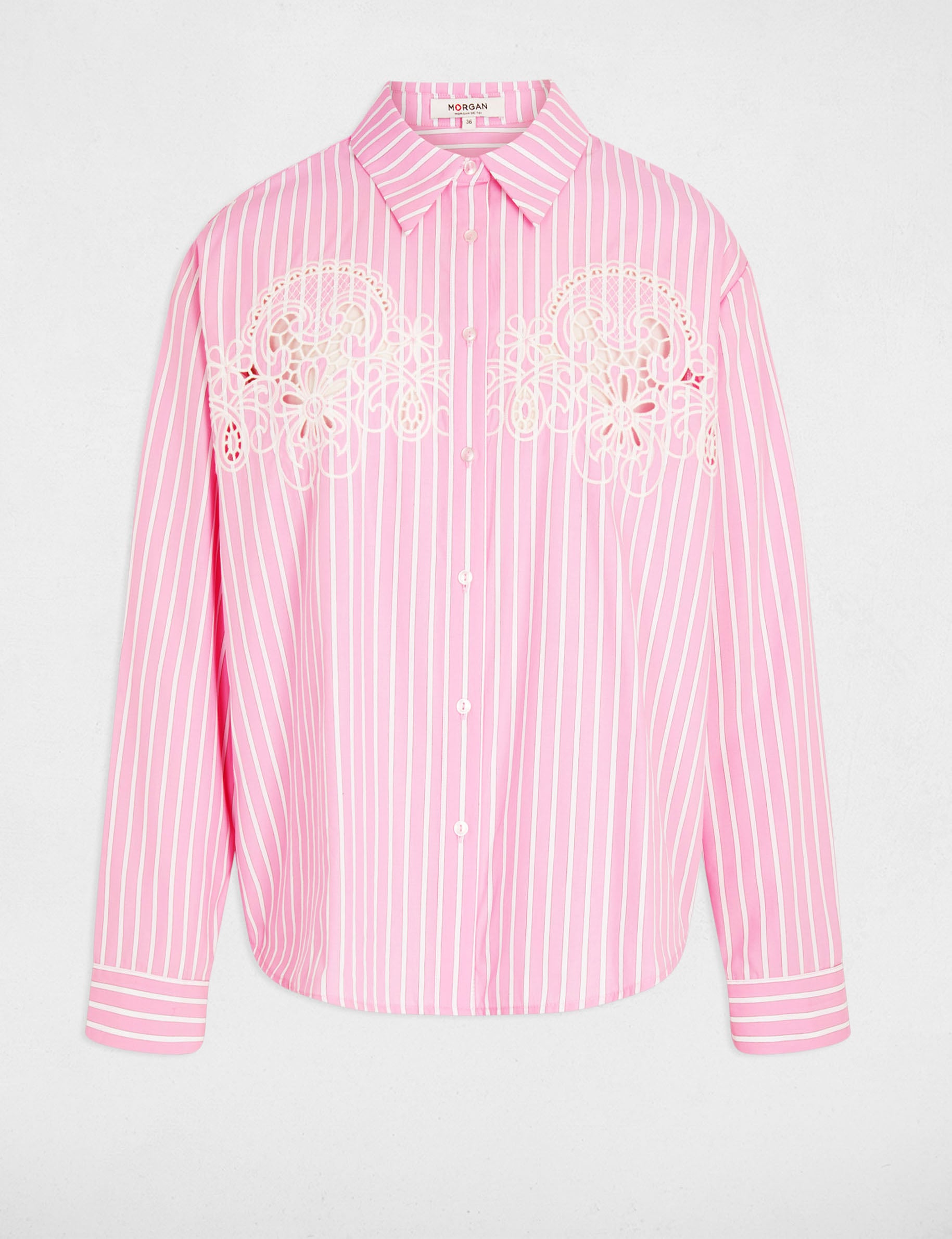 Camisa oversize de rayas rosa mujer