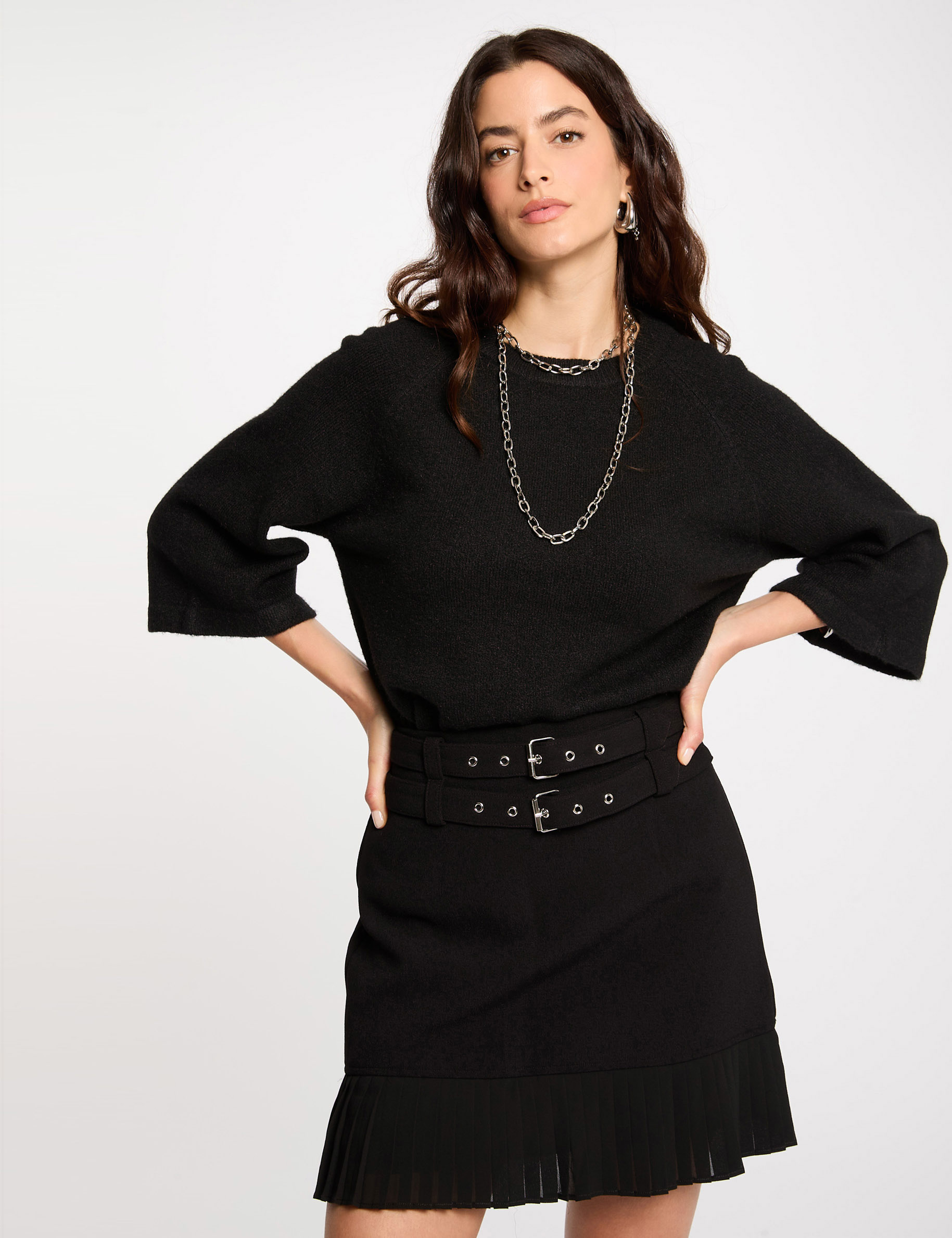 falda corta plisada negro mujer Falda corta plisada negro mujer