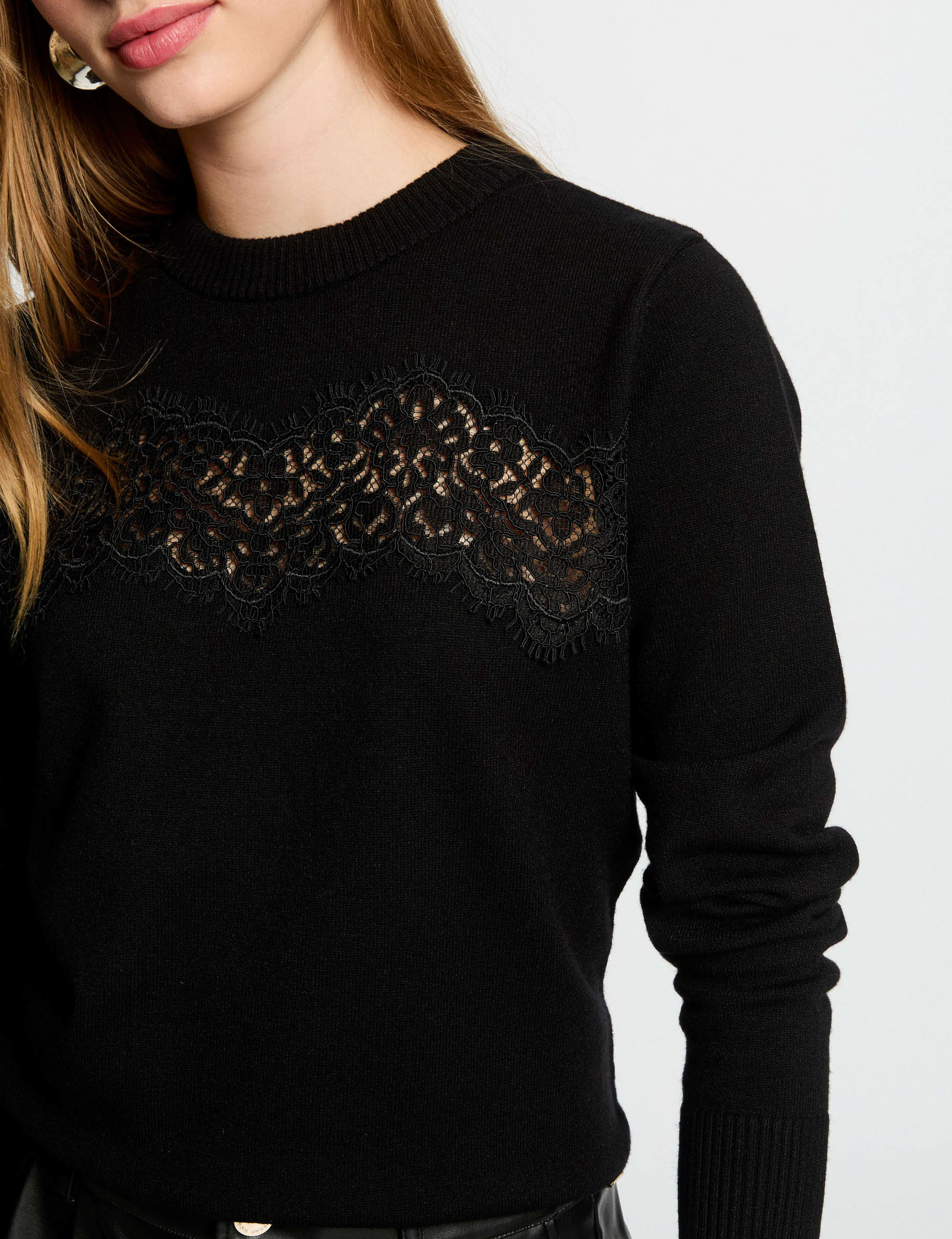 jersey cuello redondo negro mujer Jersey cuello redondo negro mujer