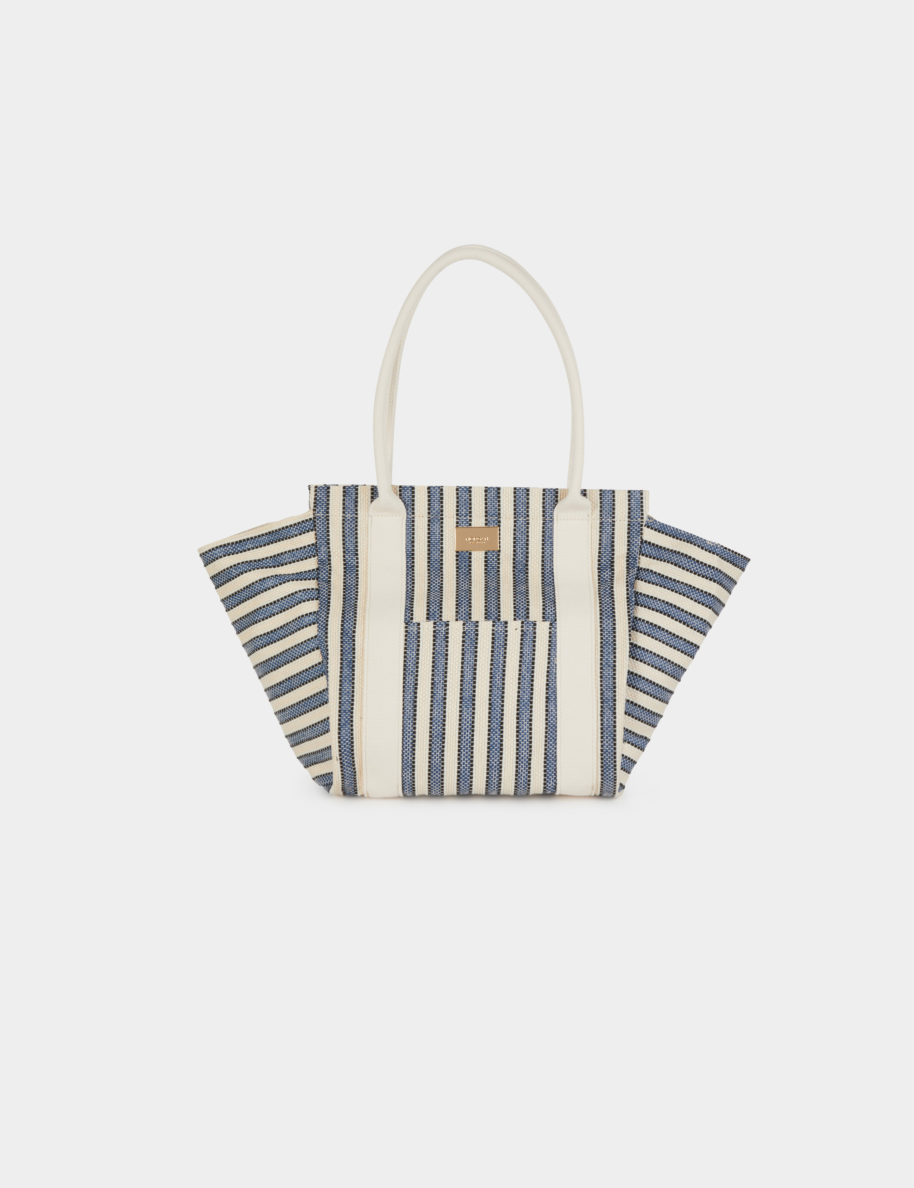 Bolso tote de rayas crudo mujer