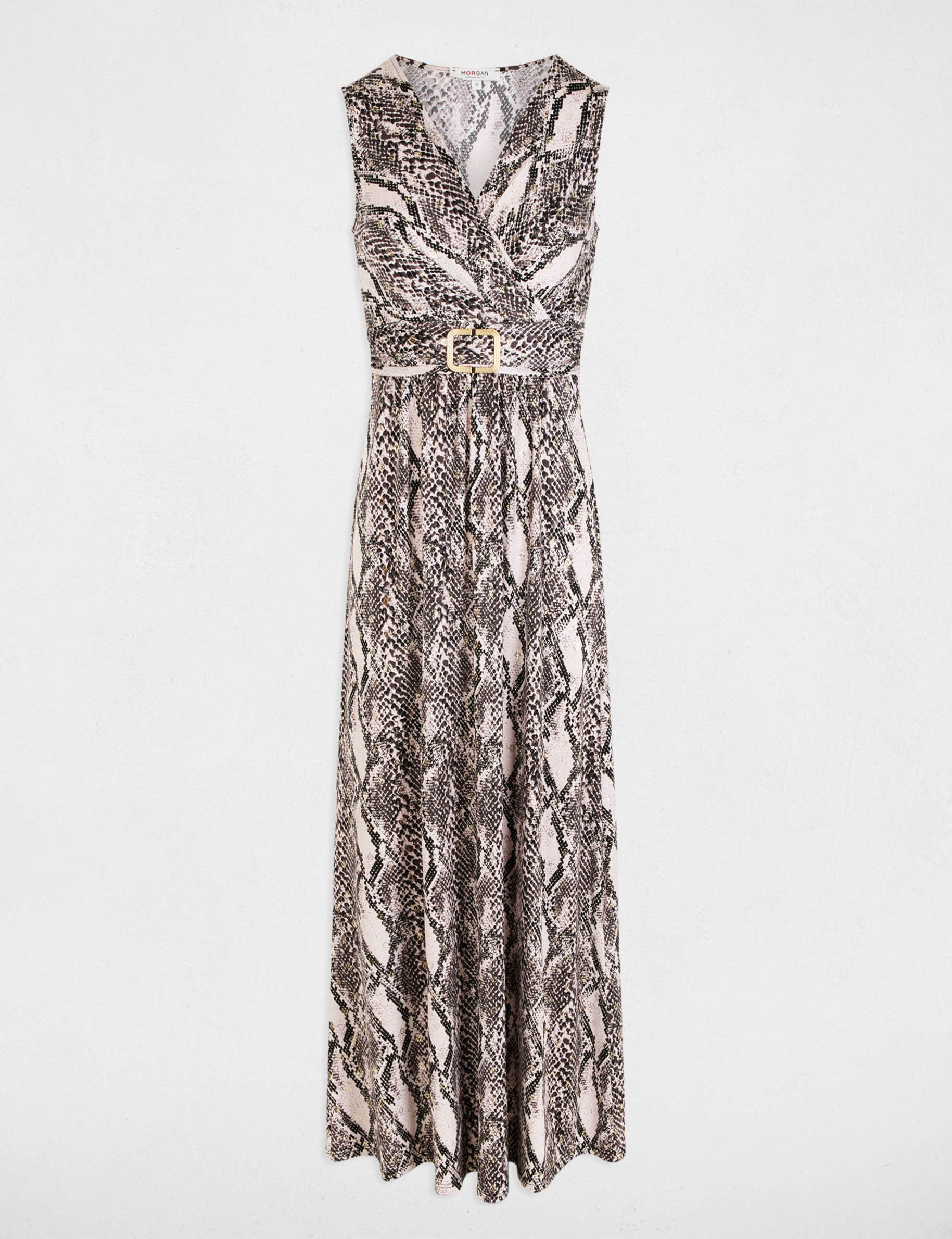 Vestido largo escote multicolor mujer