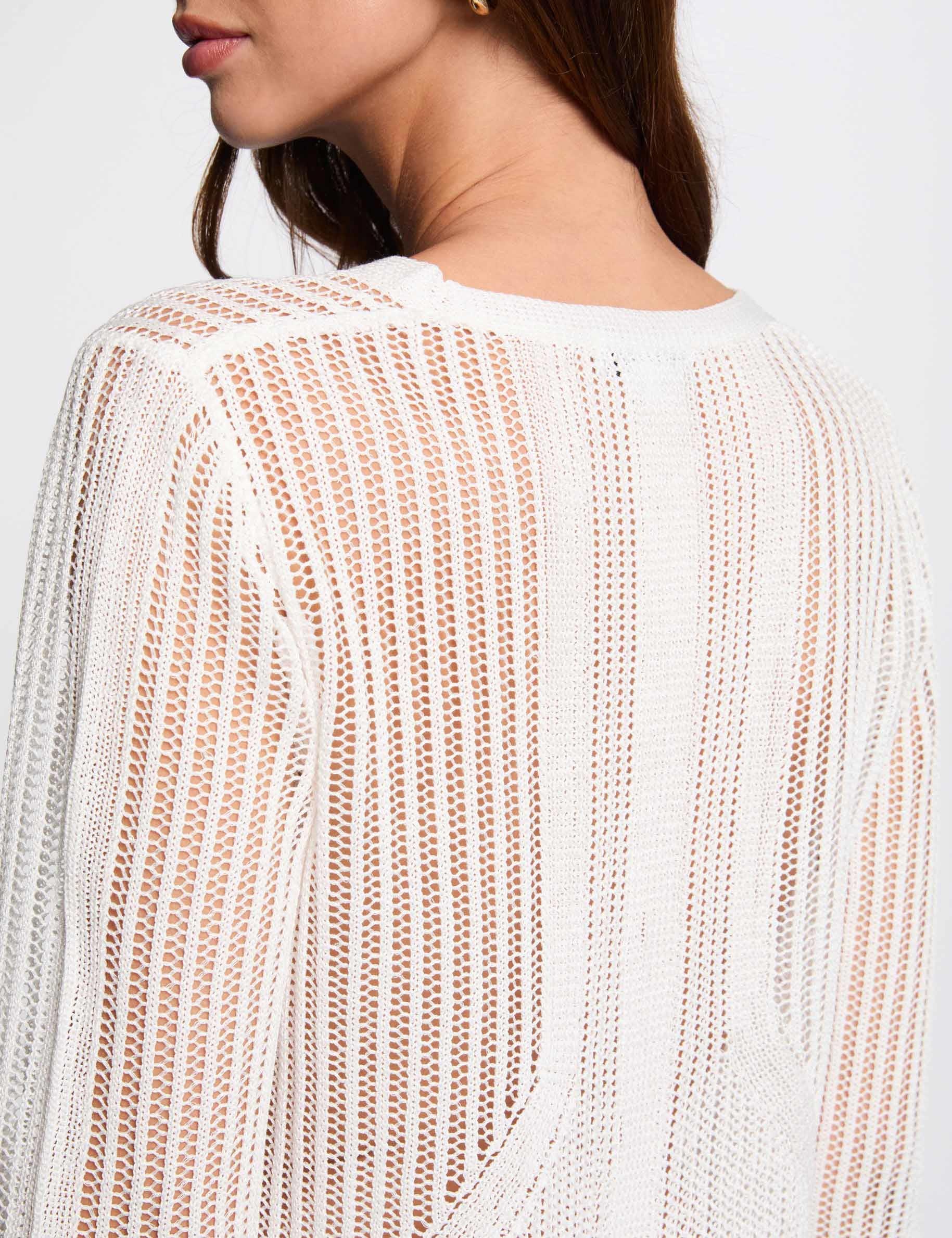 cardigan calado manga larga marfil mujer Cárdigan calado manga larga marfil mujer