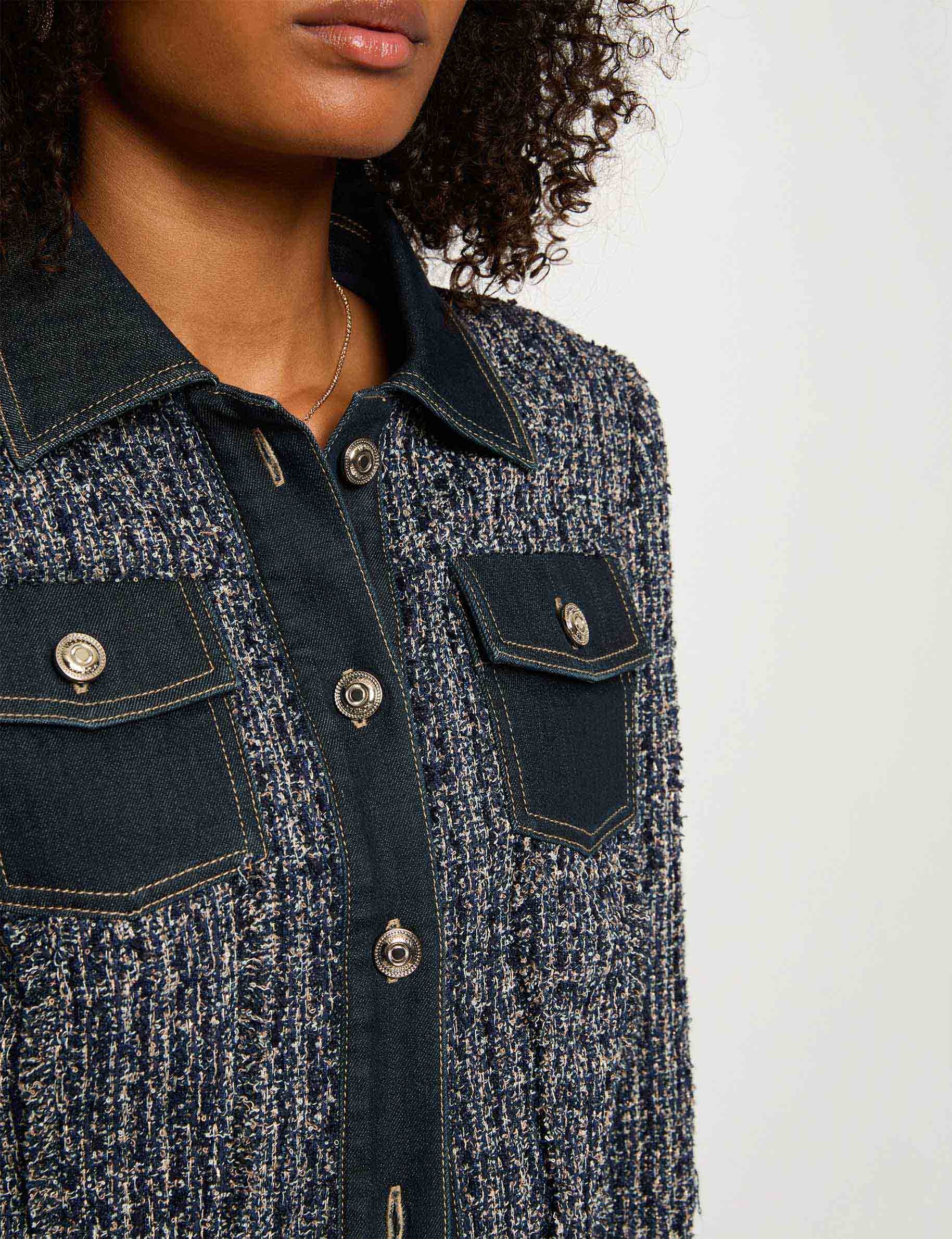 chaqueta corta de tweed multicolor mujer Chaqueta corta de tweed multicolor mujer