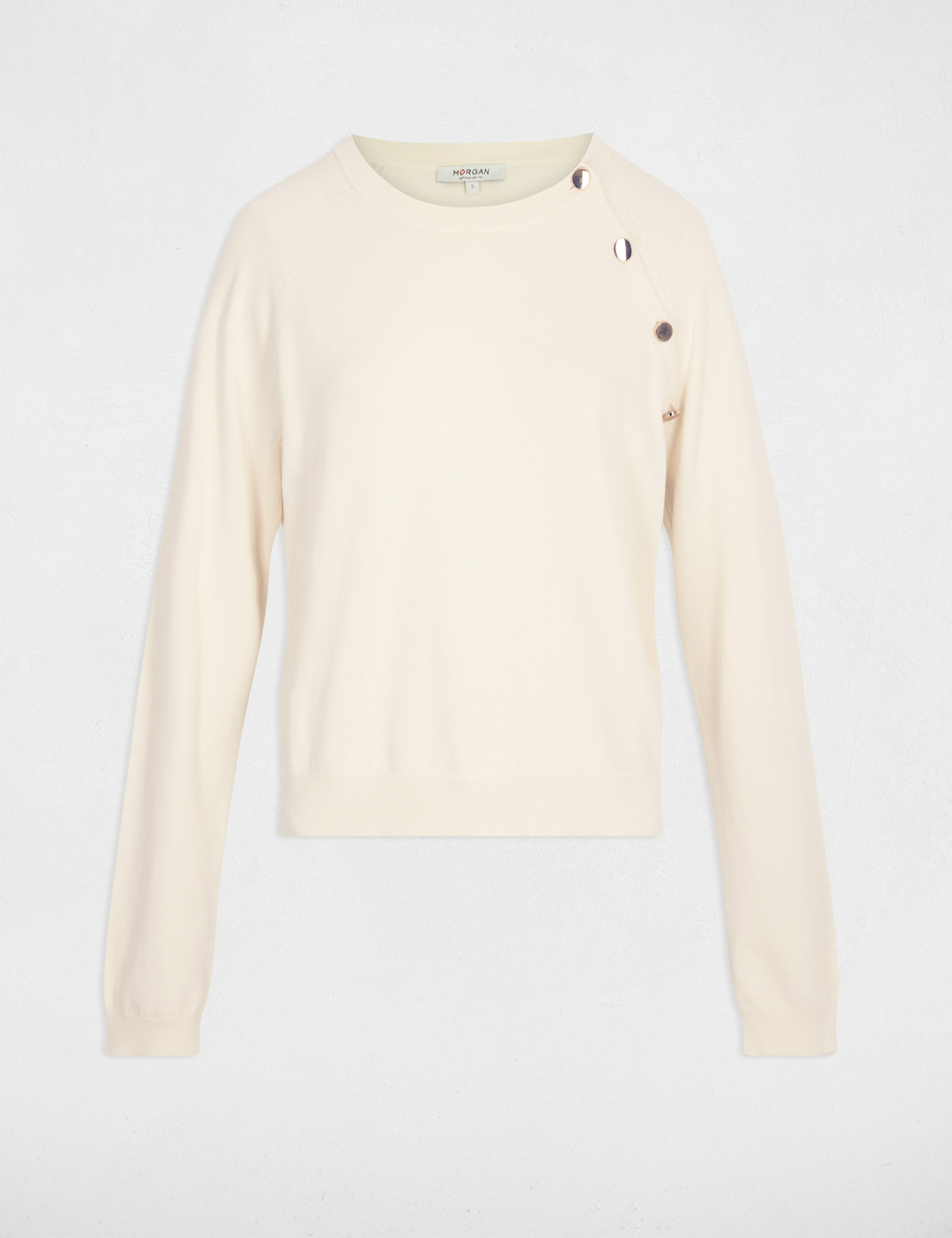 Jersey fino ajustado marfil mujer