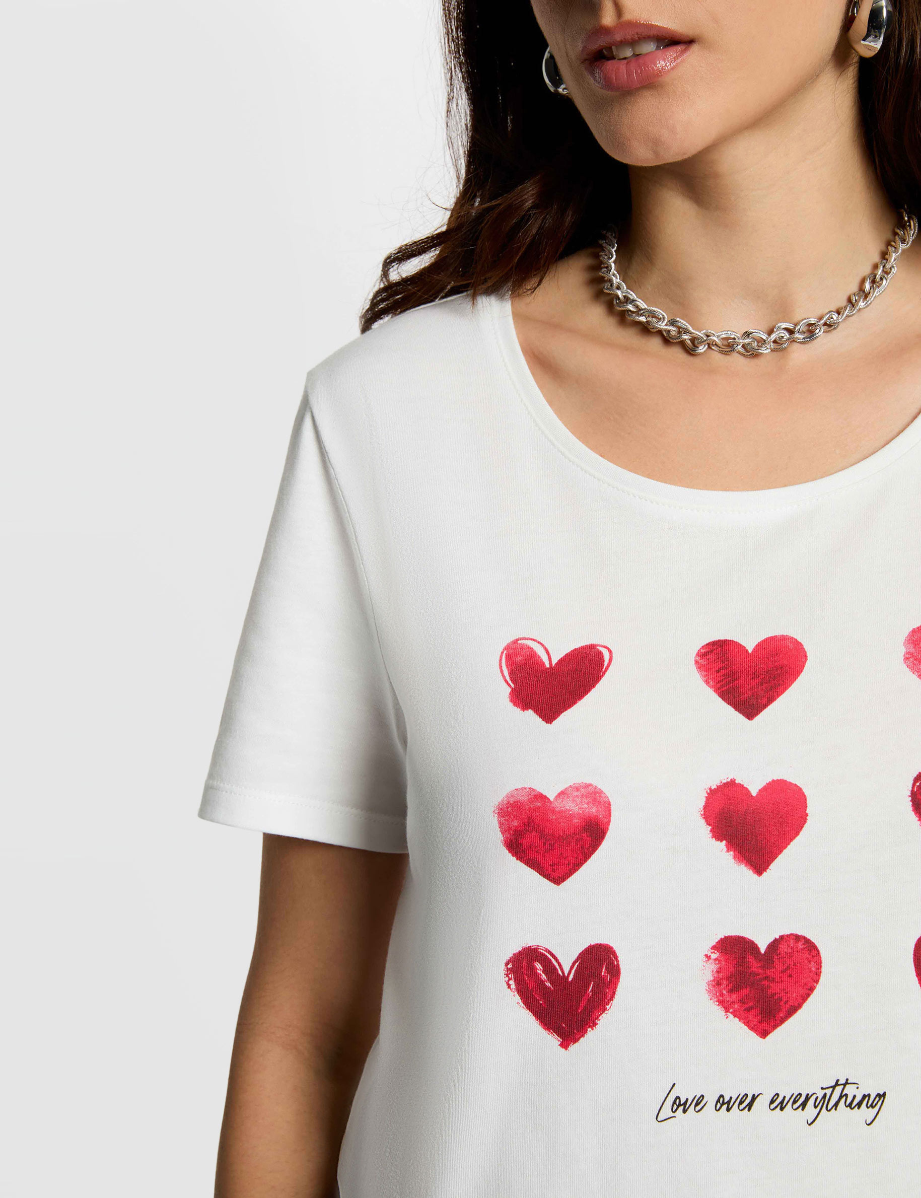 Camiseta cuello v manga corta blanco mujer