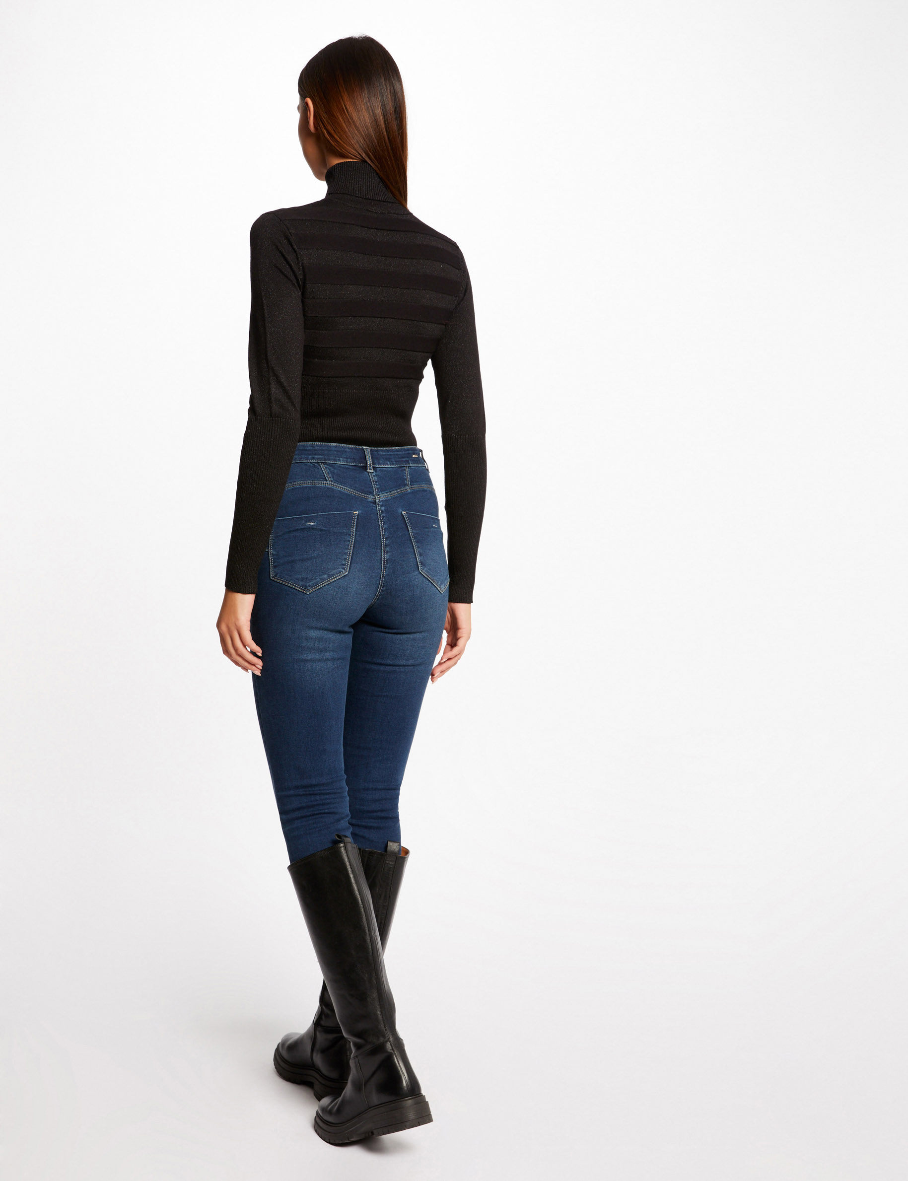 jersey manga larga con cuello de tortuga negro mujer Jersey manga larga con cuello de tortuga negro mujer