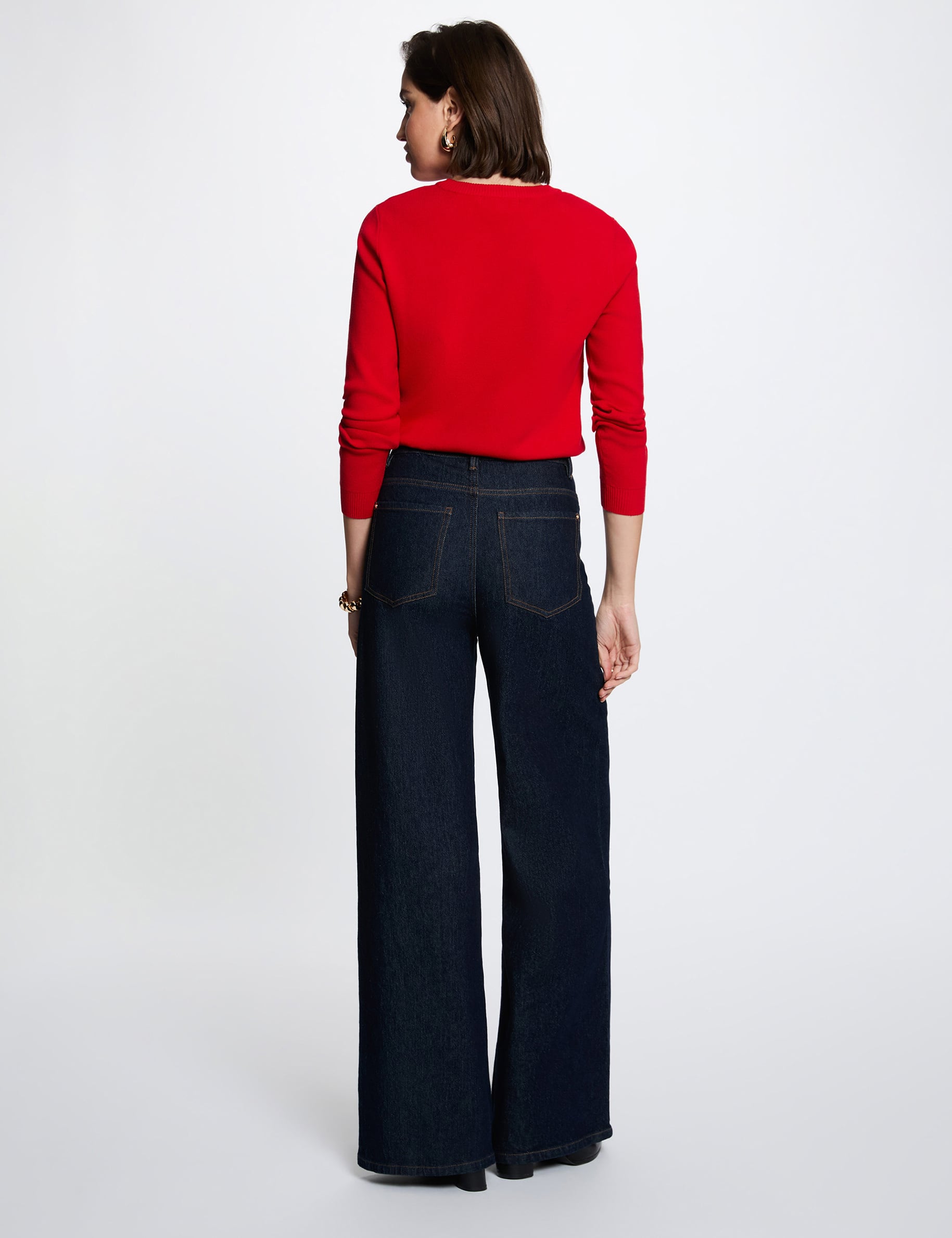 Jersey de punto con relieve rojo mujer