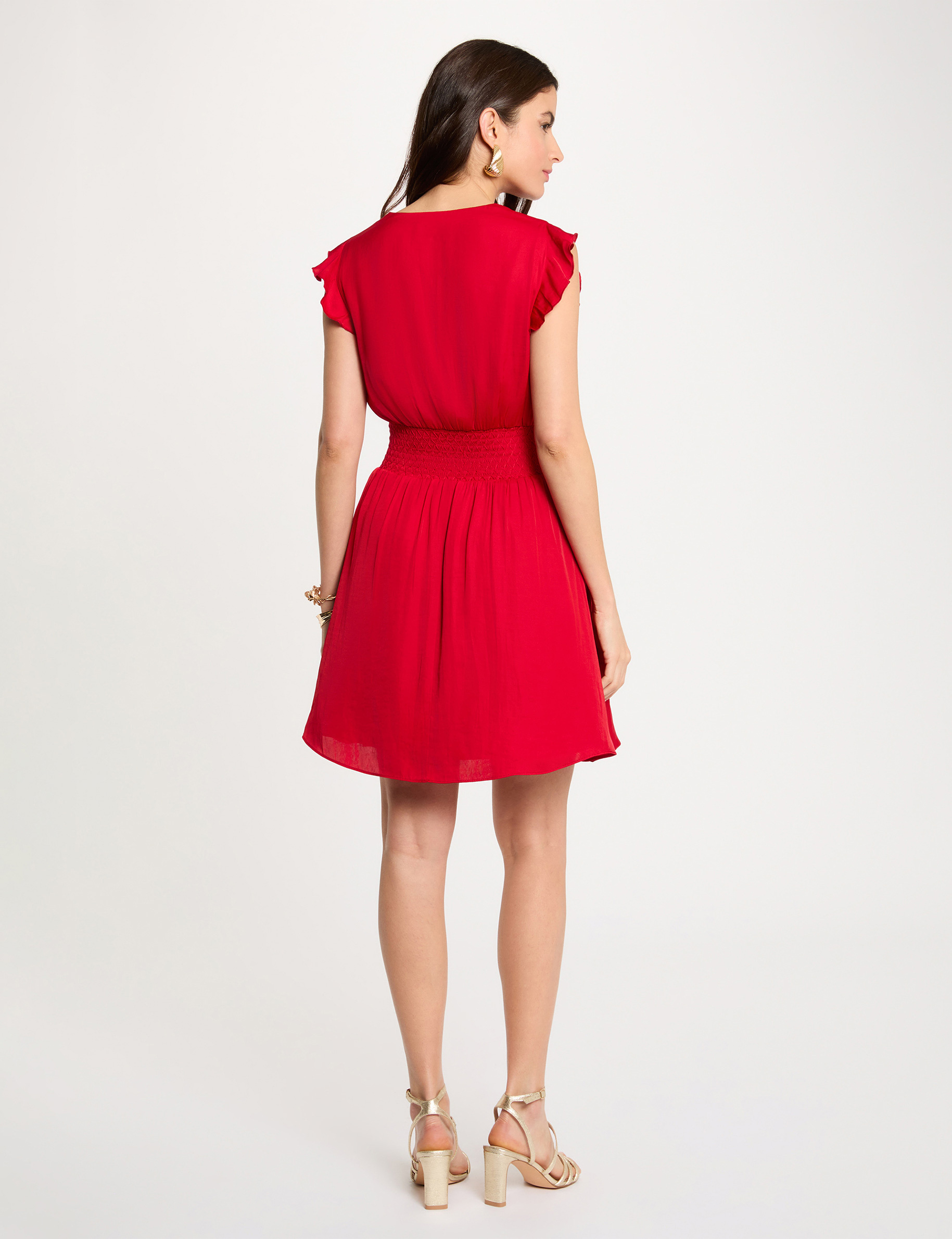 Vestido corto holgado rojo mujer