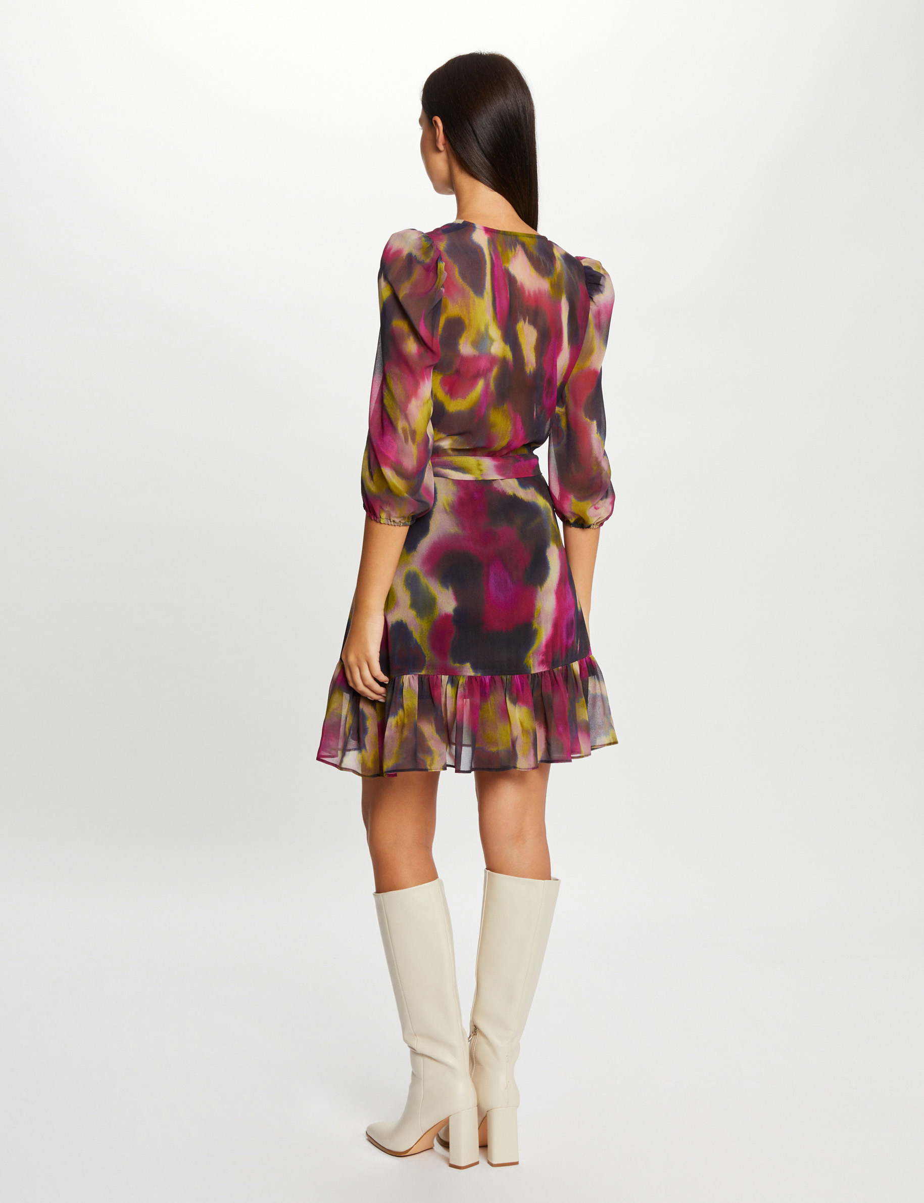 Vestido cruzado estampado abstracto multico mujer