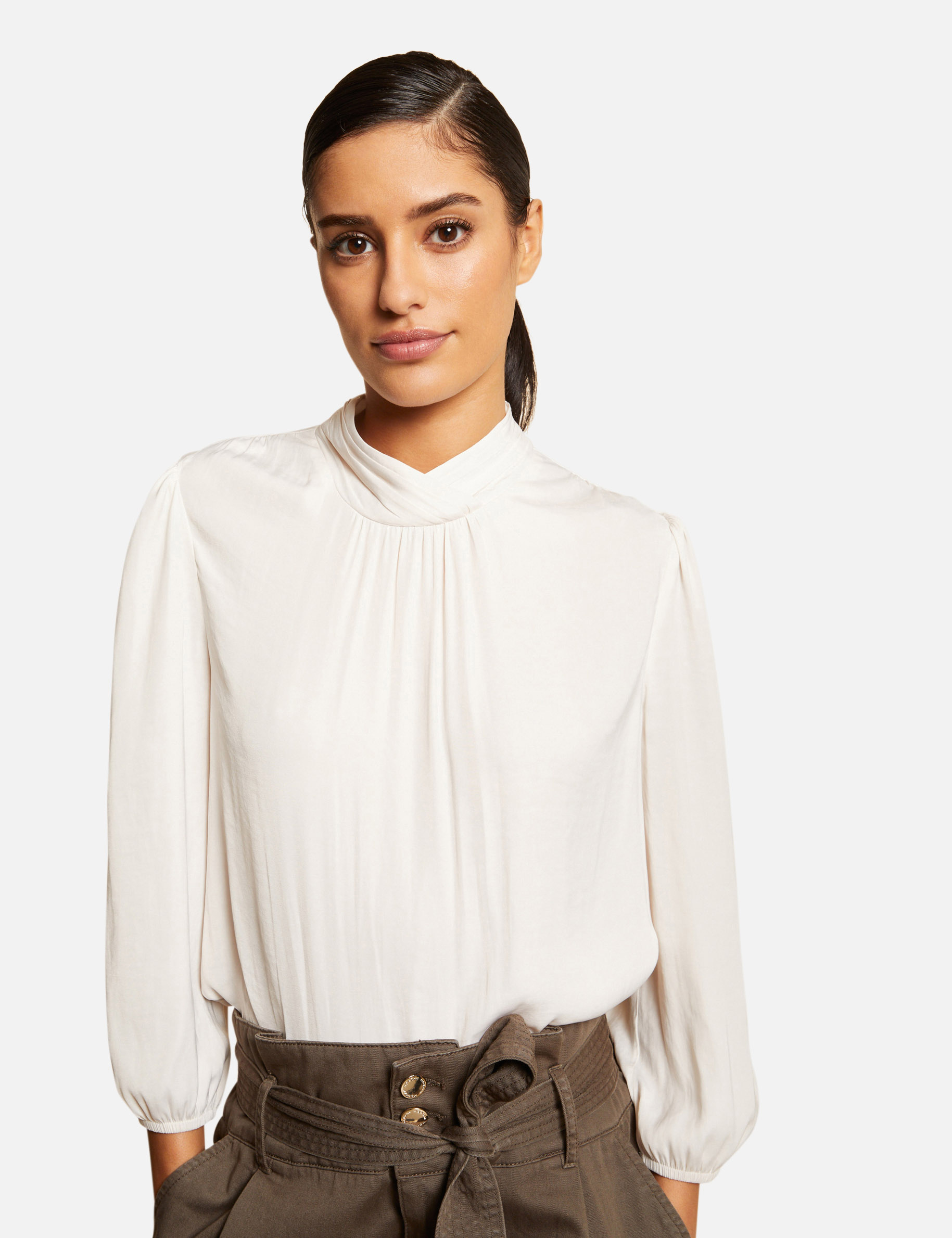 Blusa manga 3/4 efecto satinado mujer Blusa manga 3/4 efecto satinado mujer