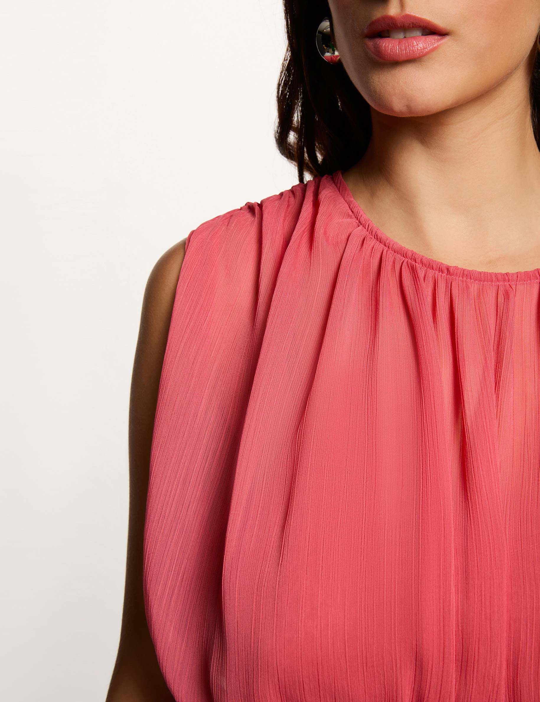 Vestido largo drapeado rosa envejecido mujer