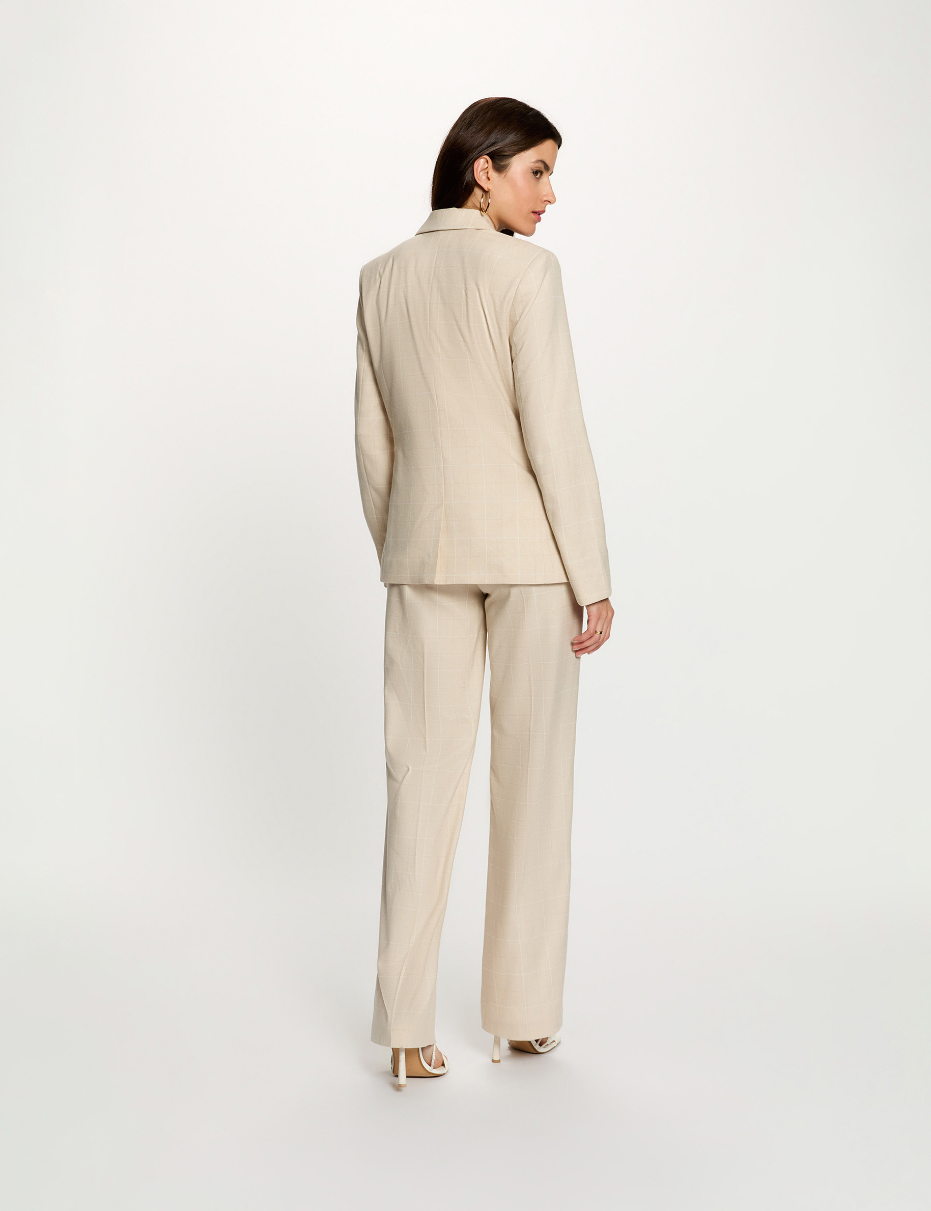 Blazer con cuello de solapa beige mujer