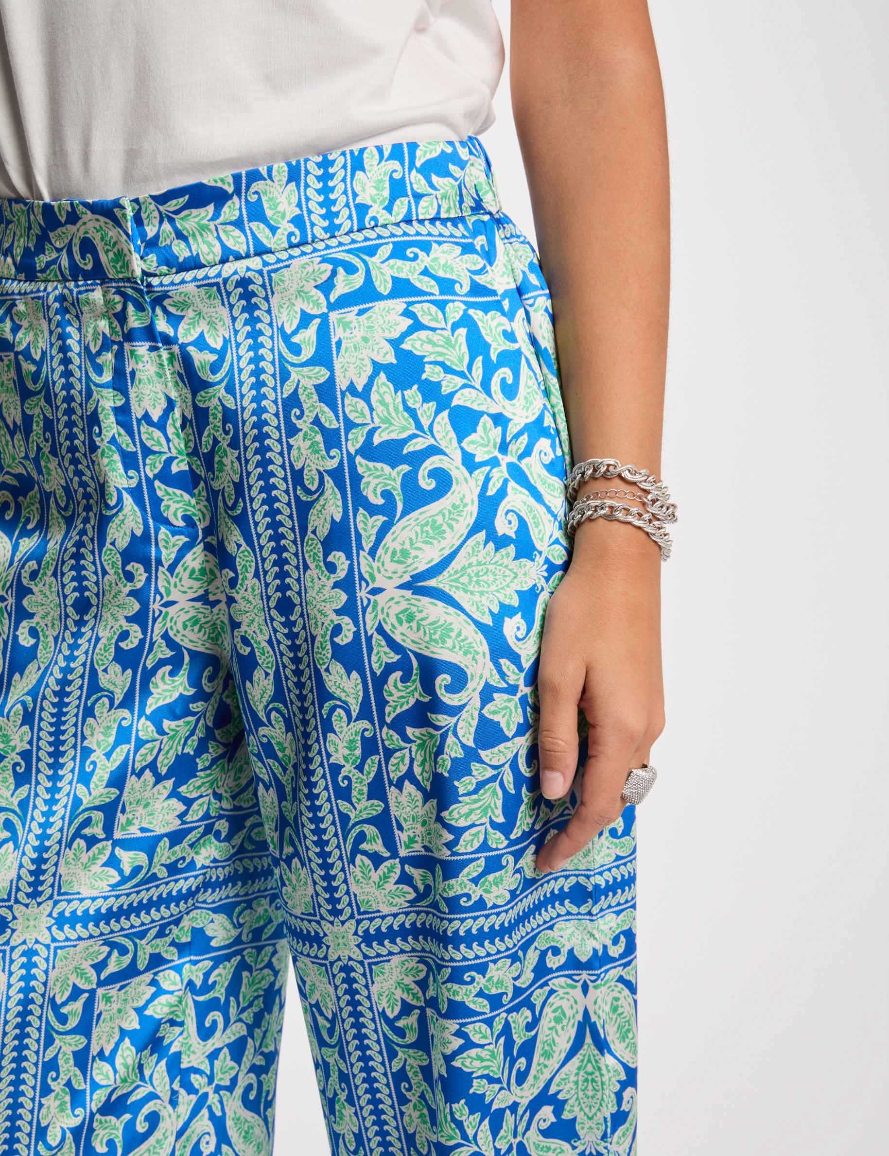 Pantalón ancho estampado multicolor mujer