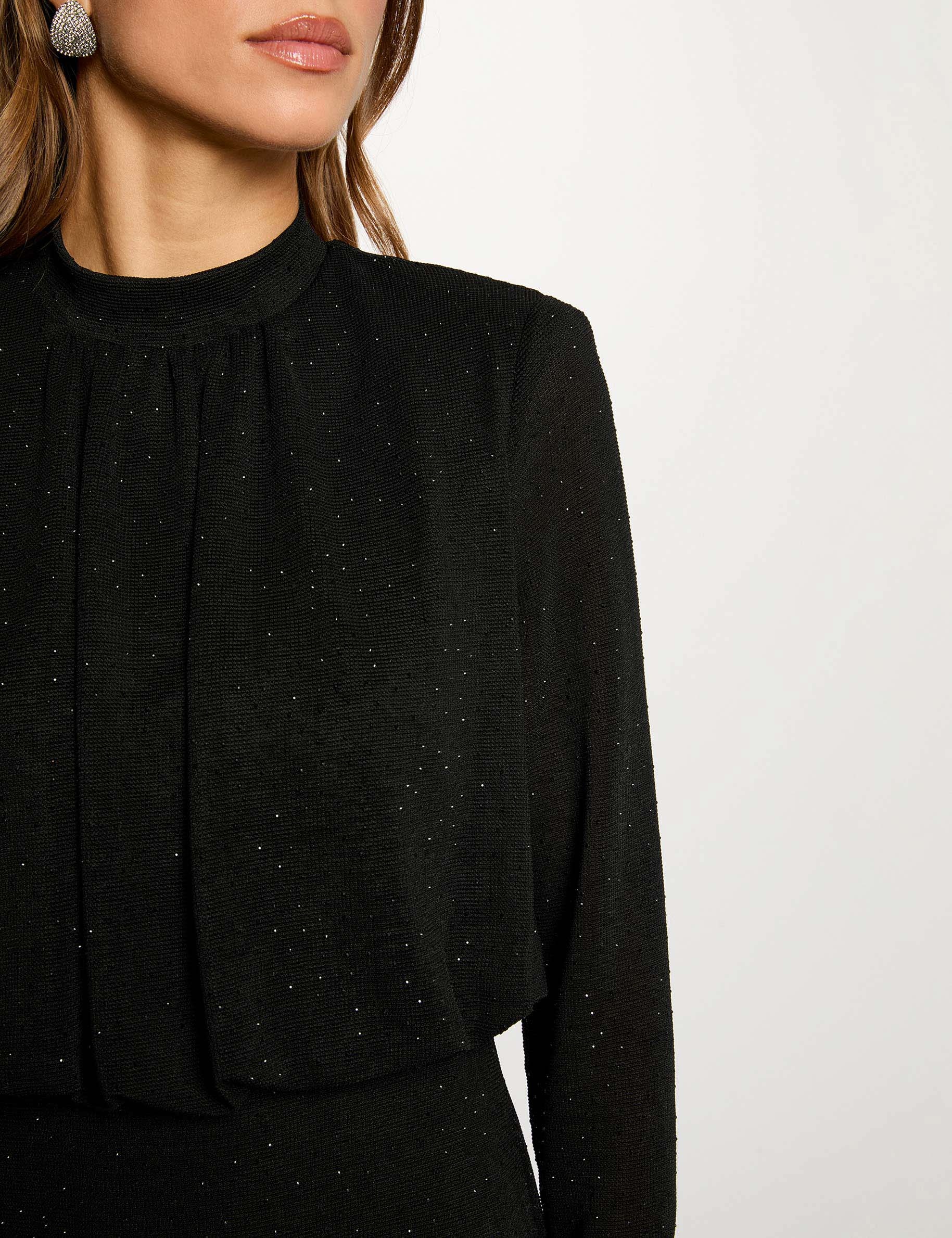 Vestido de punto brillante negro mujer