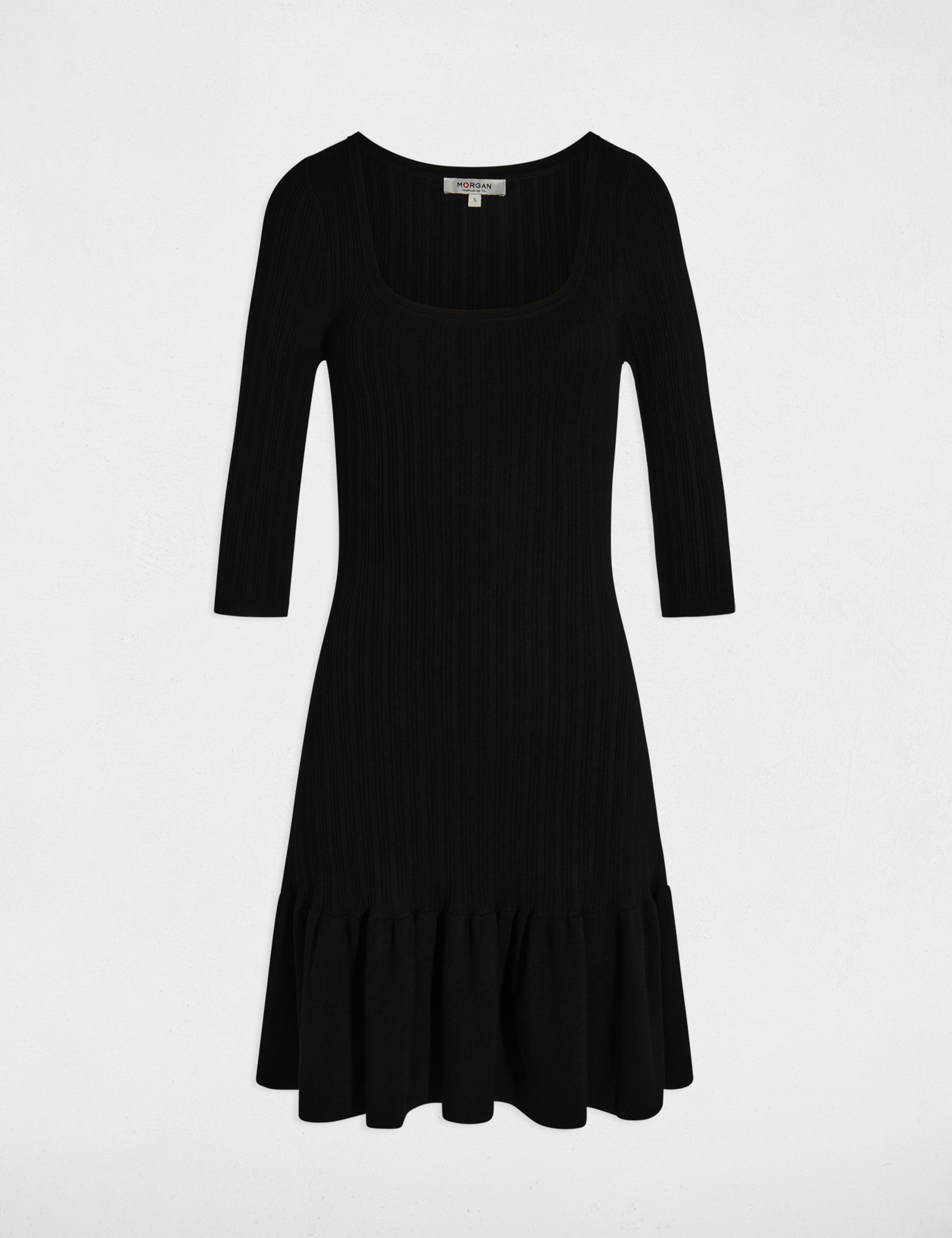 Vestido de punto mangas 3/4 negro mujer