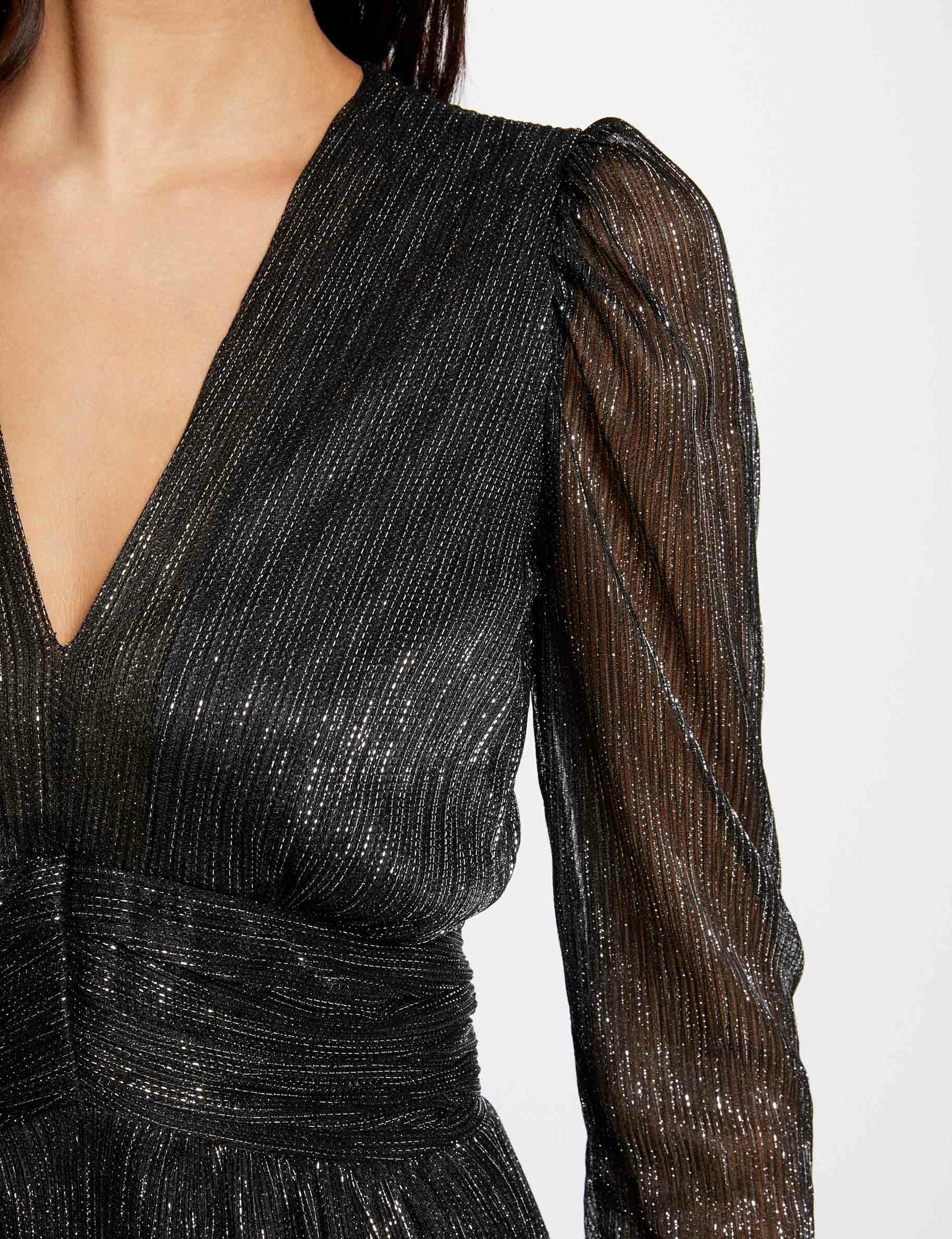 Vestido entallado con hilos metalizados plateado mujer