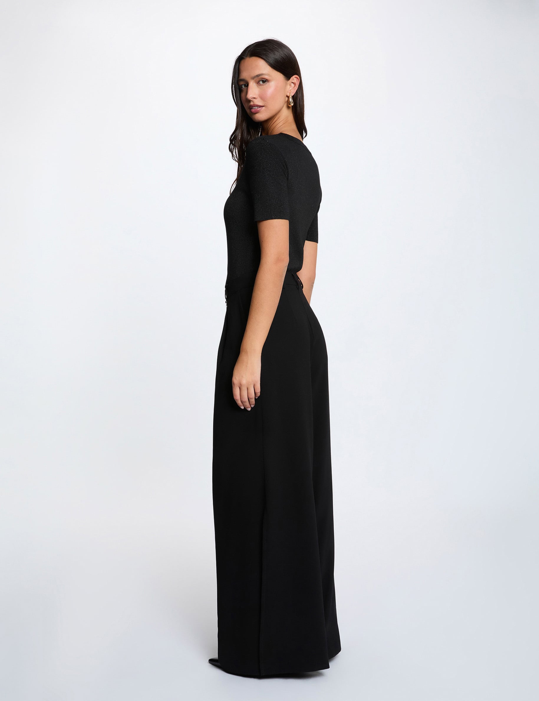Jersey cuello redondo negro mujer