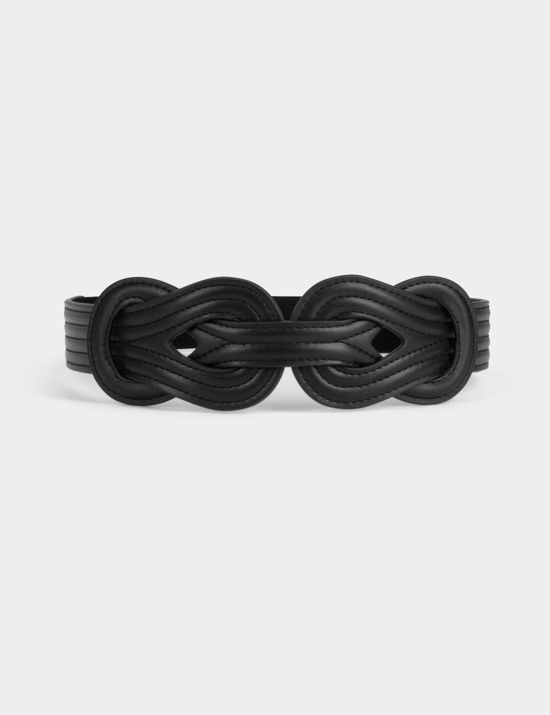 cinturon elastico con nudos negro mujer Cinturón elástico con nudos negro mujer