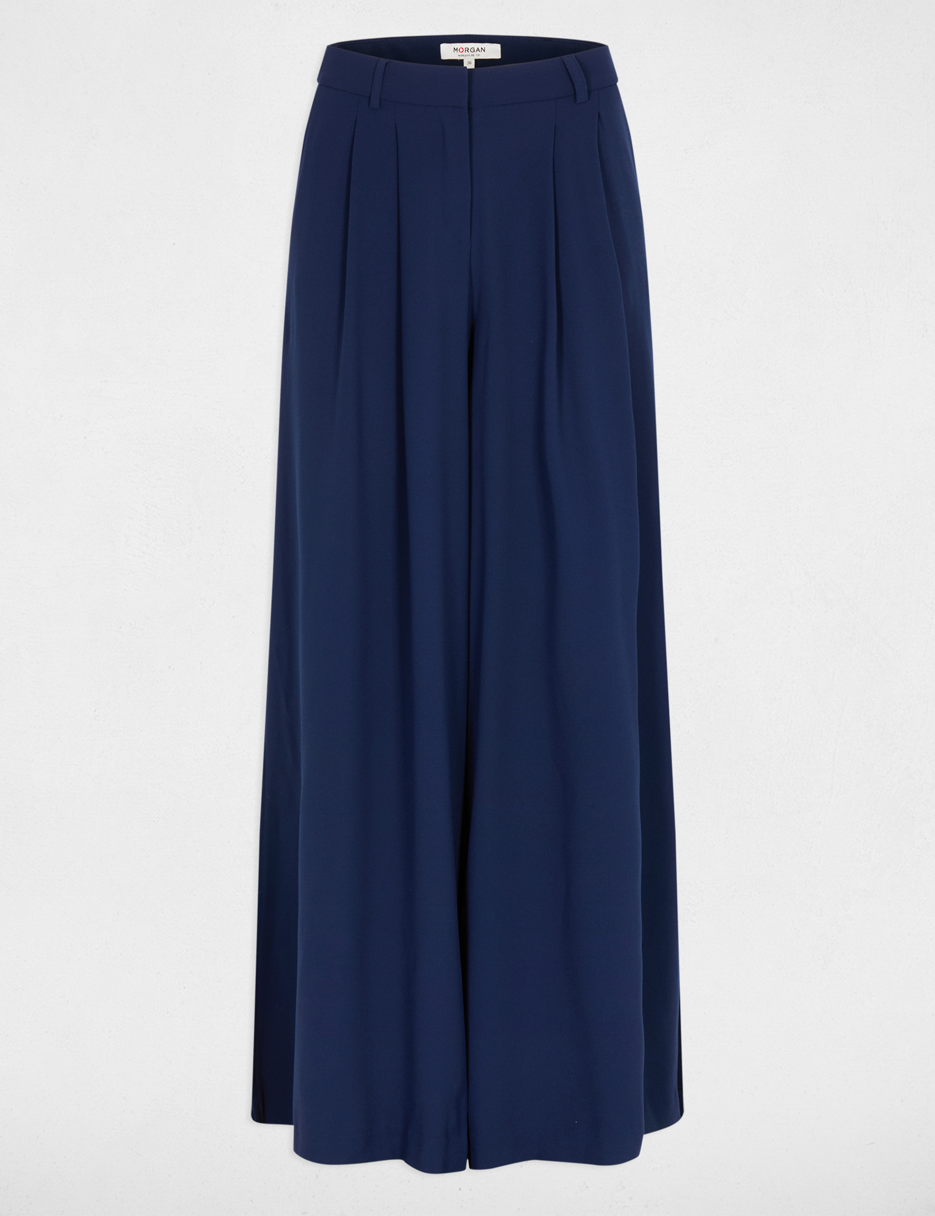 Pantal&oacute;n ancho fluido azul marino mujer