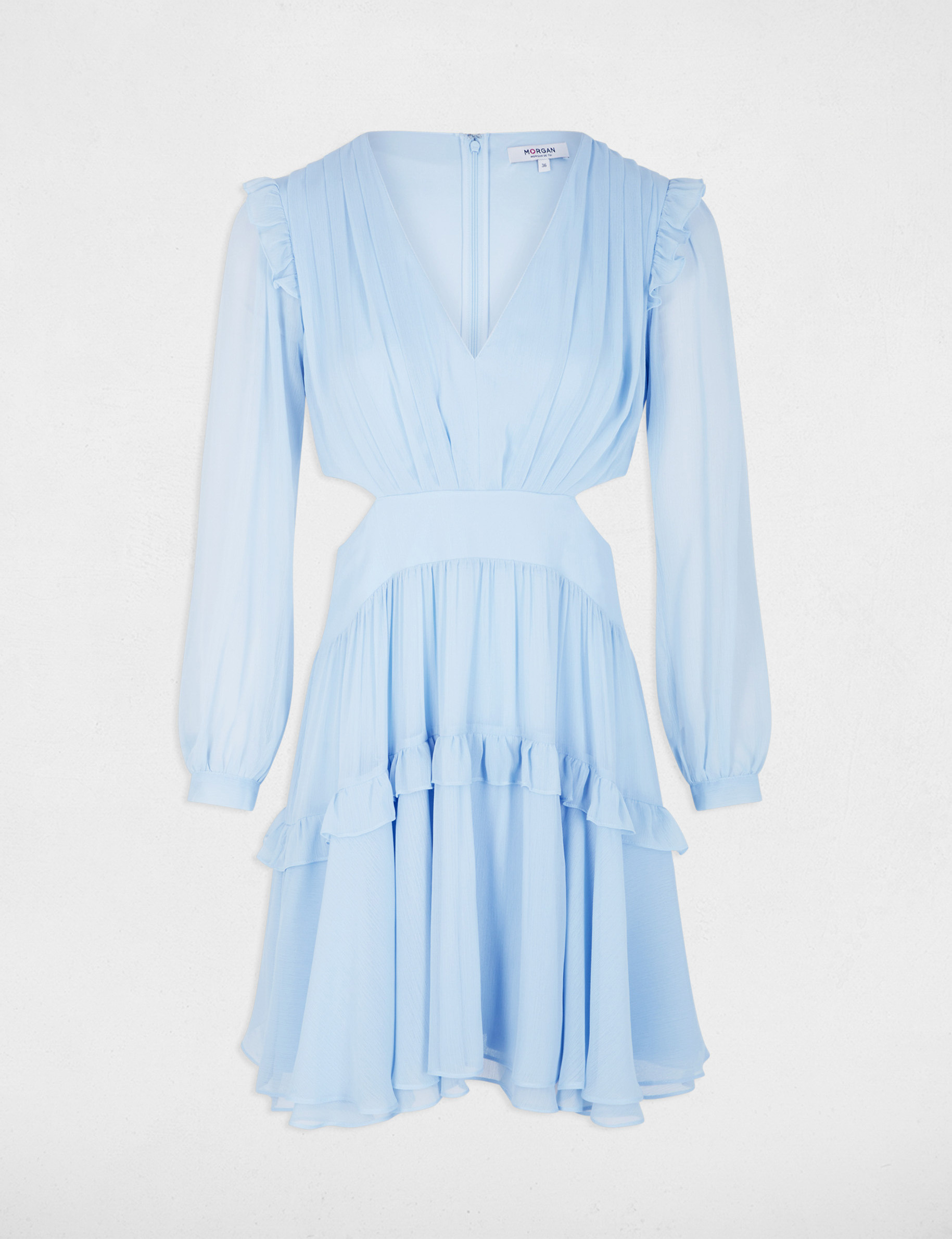 Vestido corto ajustado con escote v azul cielo mujer