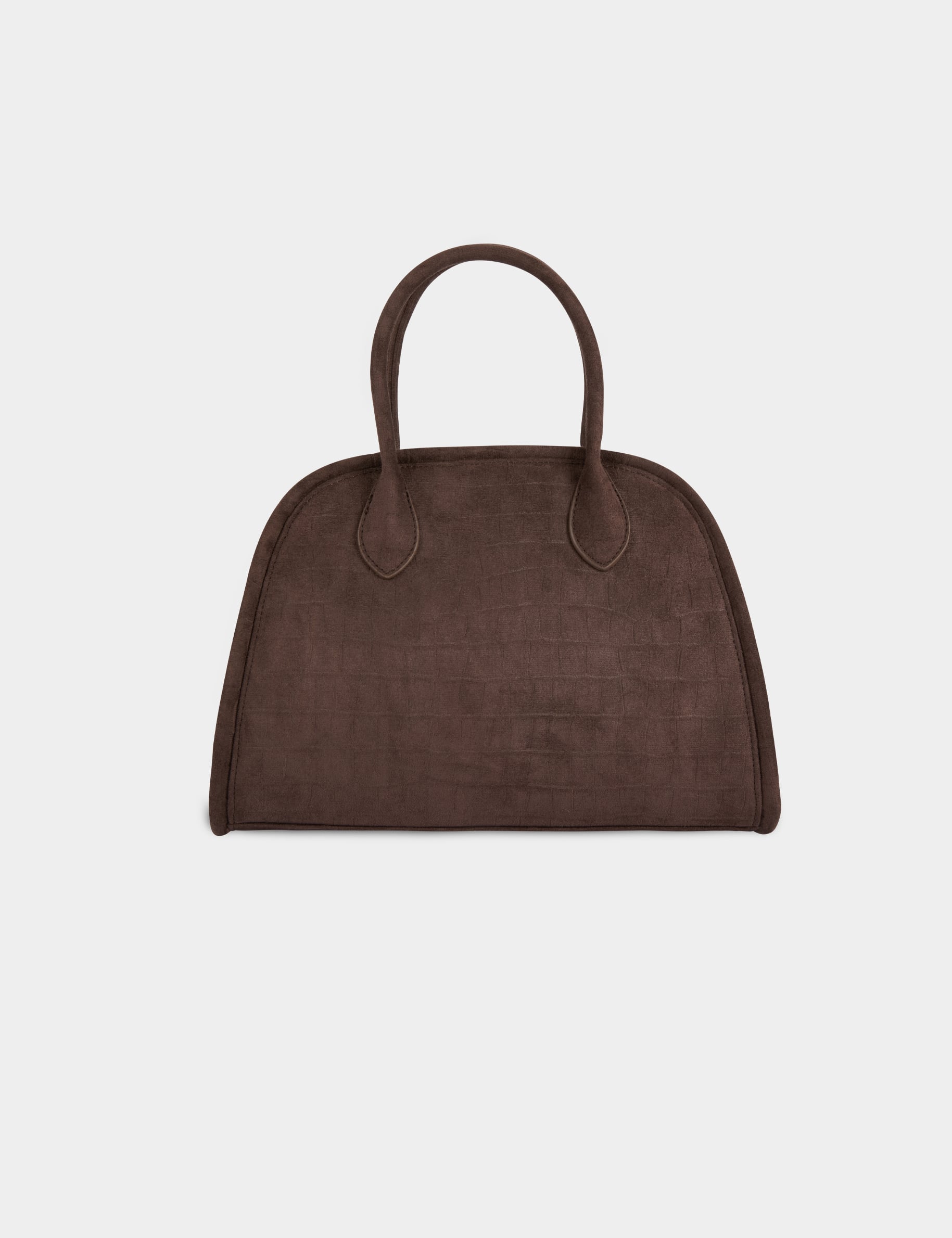 Bolso de ante efecto cocodrilo marr&oacute;n oscuro mujer