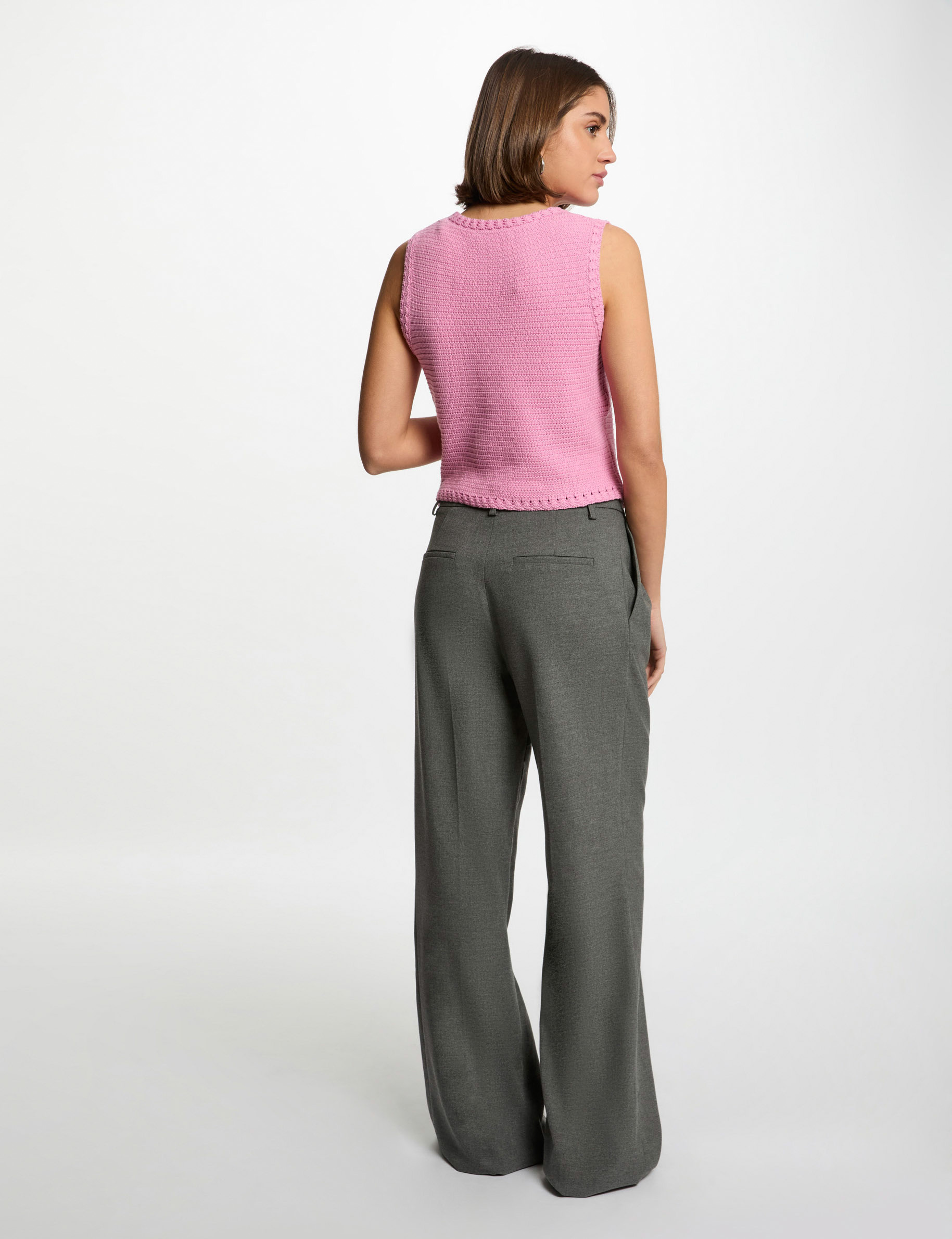 cardigan sin manga rosa mujer Cárdigan sin manga rosa mujer