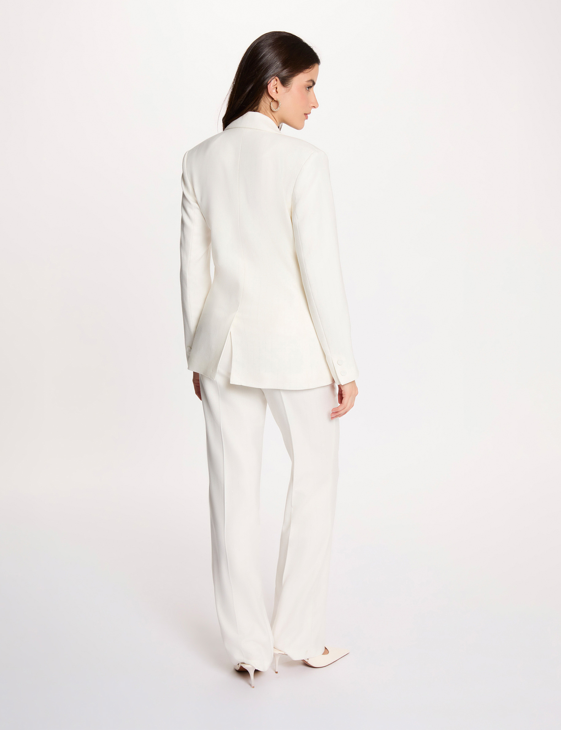 Chaqueta de traje con finas rayas blanco mujer