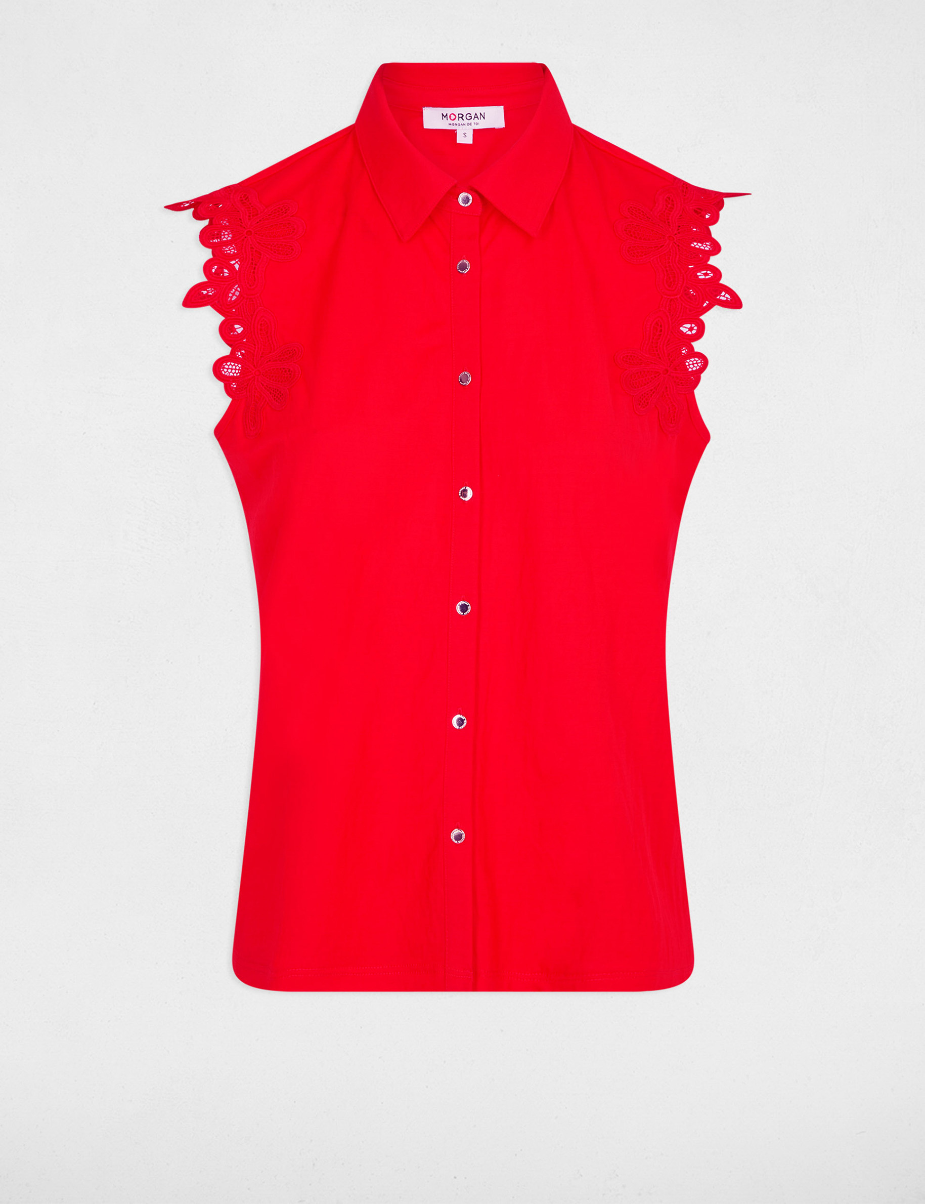 Camisa sin mangas rojo vivo mujer