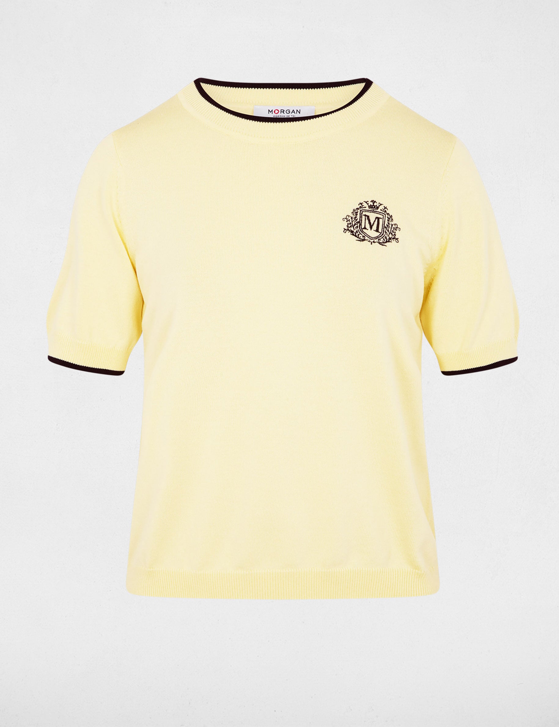 Jersey de manga corta amarillo pastel mujer