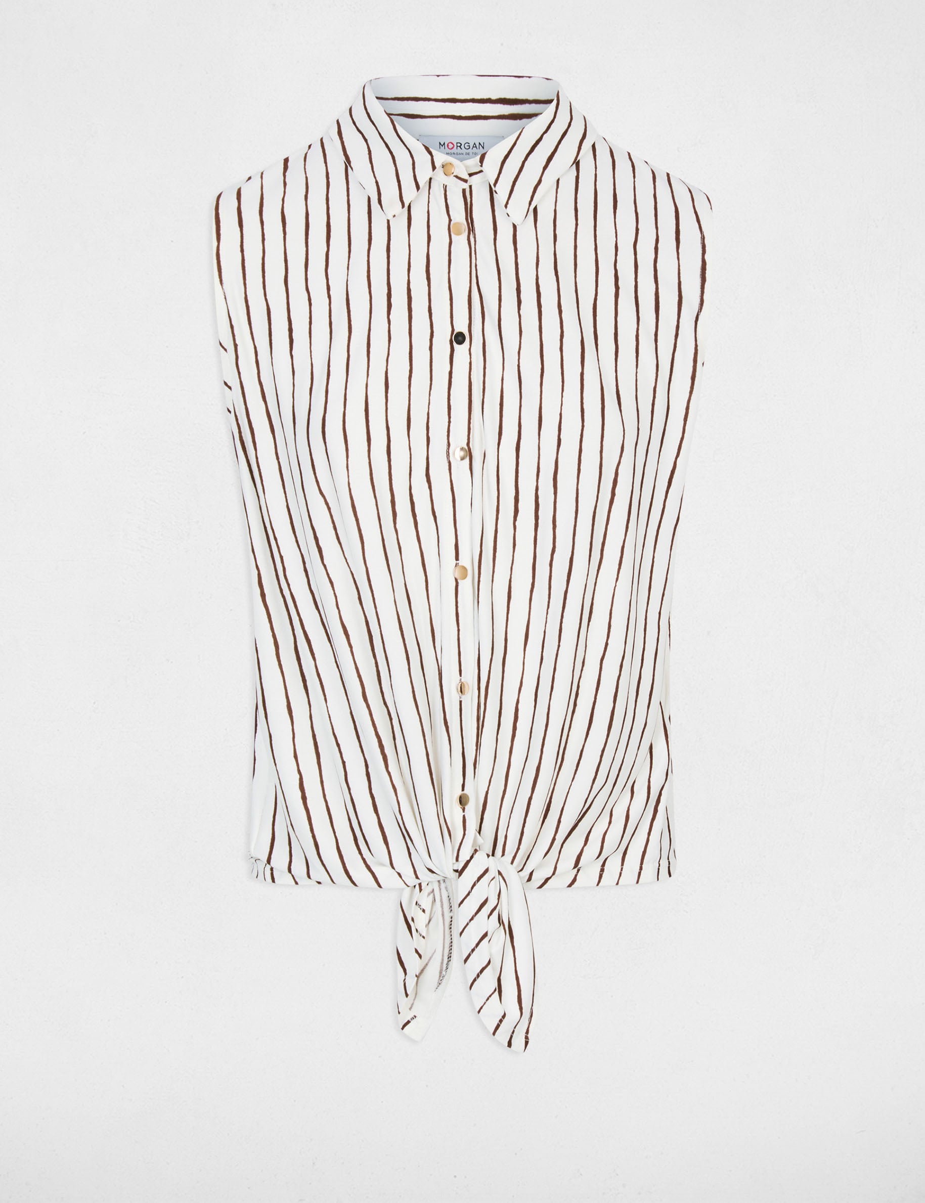 Camisa con cuello vuelto blanco mujer