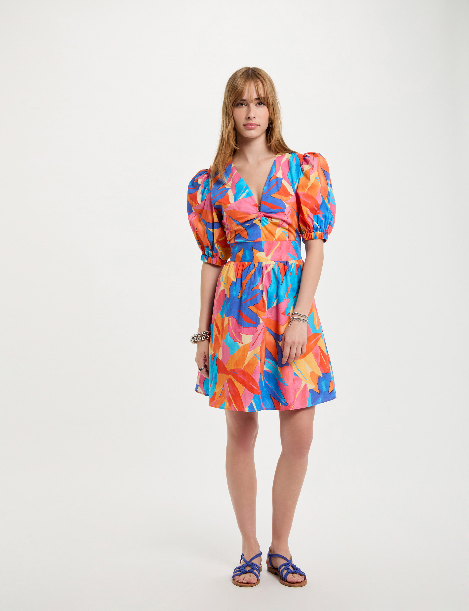vestido acampado estampado multicolor mujer Vestido acampado estampado multicolor mujer