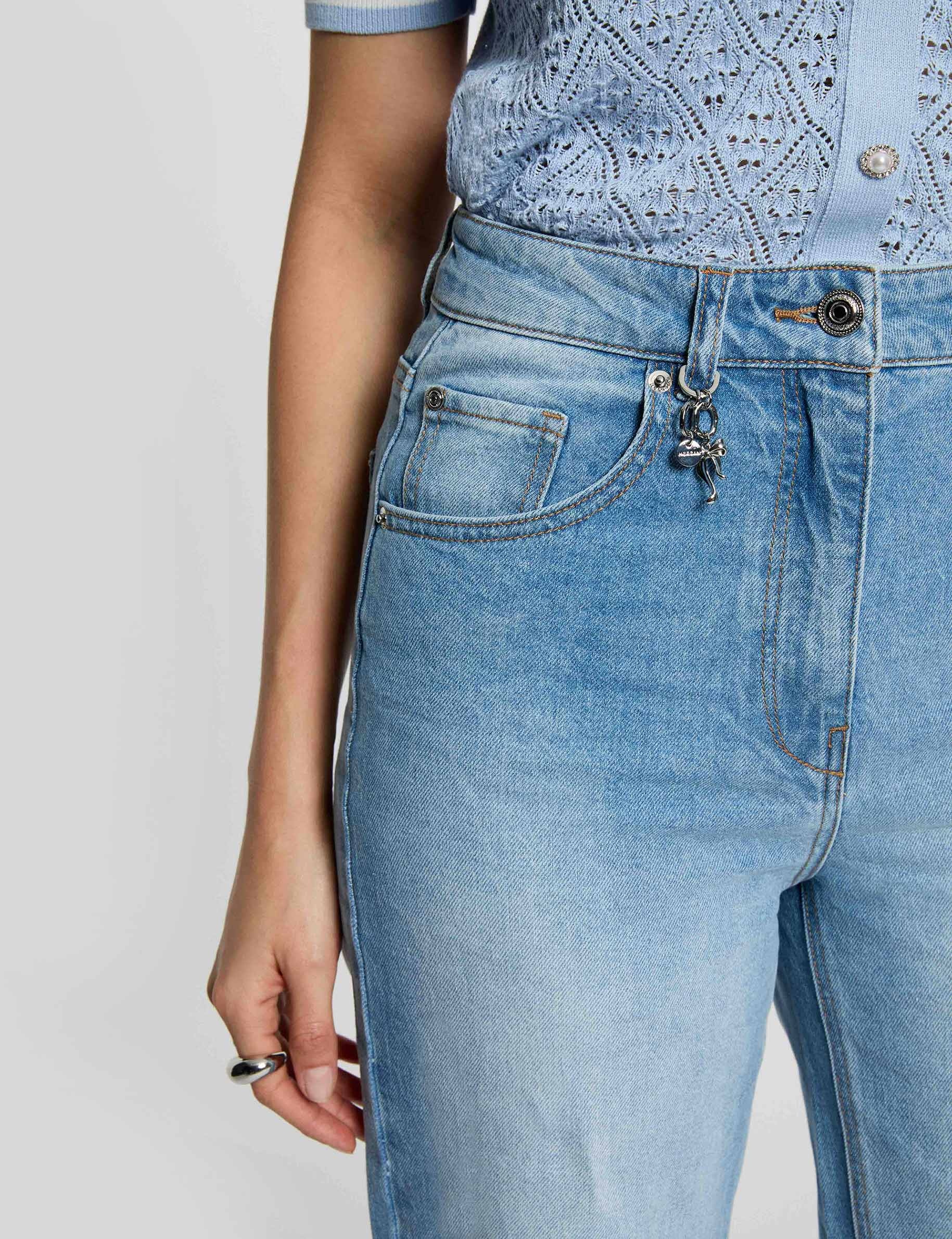 Vaqueros anchos de tiro alto denim doble stone mujer